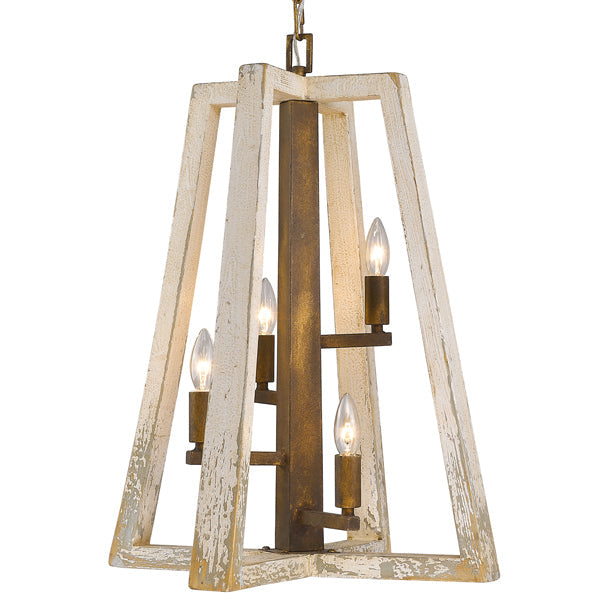 Pilar 4-light Pendant in Burnished Chestnut - - Golden Lighting