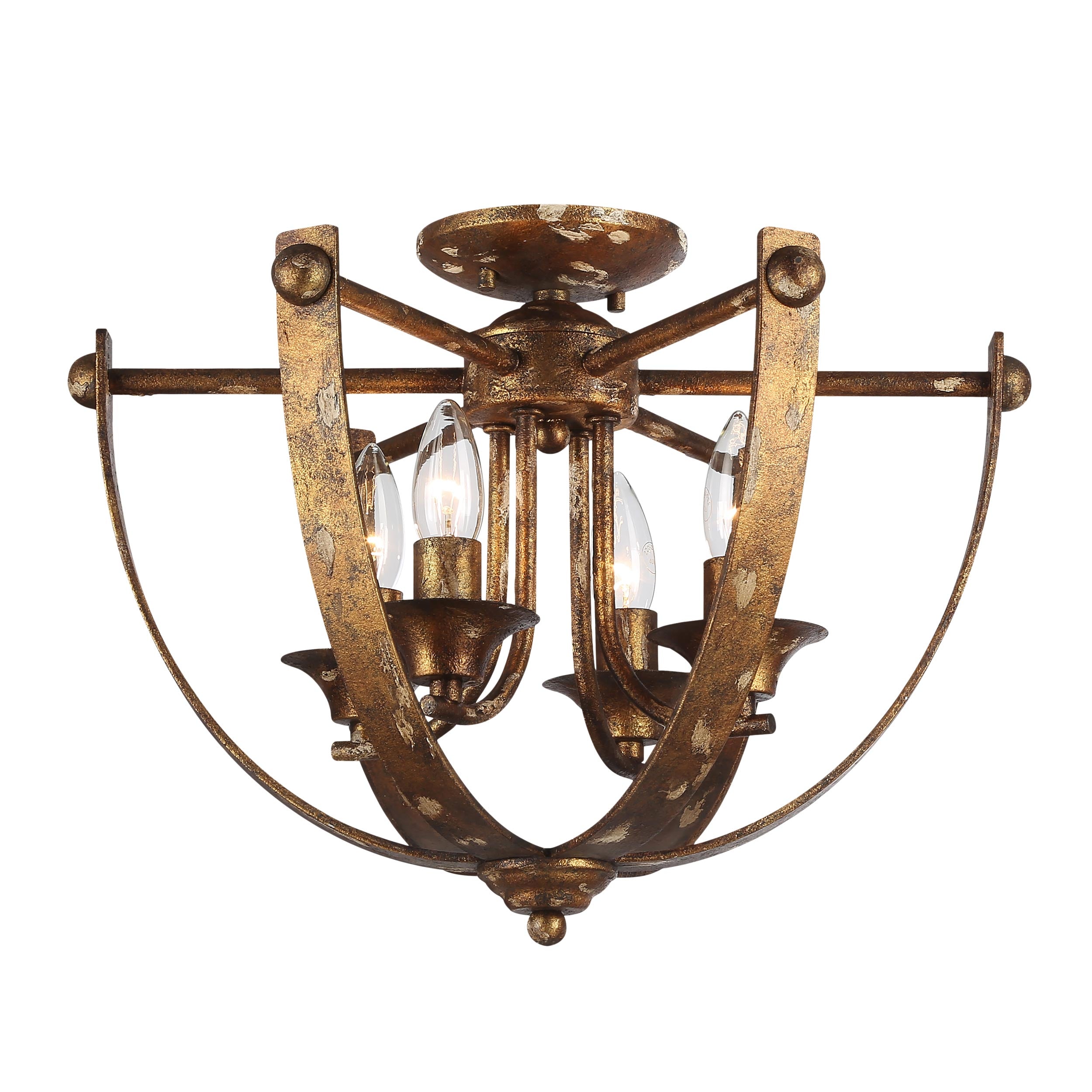 Victoria 4-light Semi-Flush Mount in Heirloom Gold