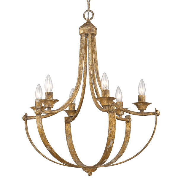 Victoria 6-light Chandelier in Heirloom Gold - - Golden Lighting