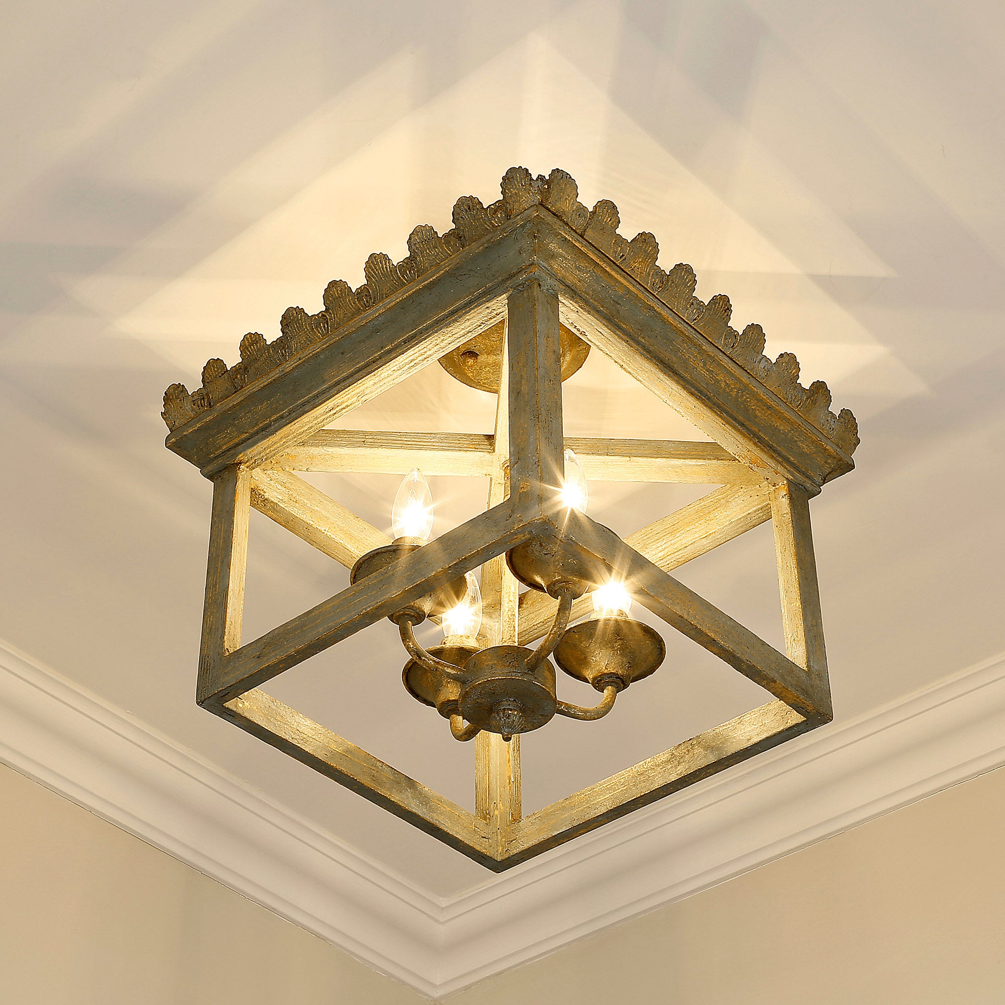 Golden Lighting Finley 4-light Semi-Flush Mount in Vintage Sage - - Golden Lighting
