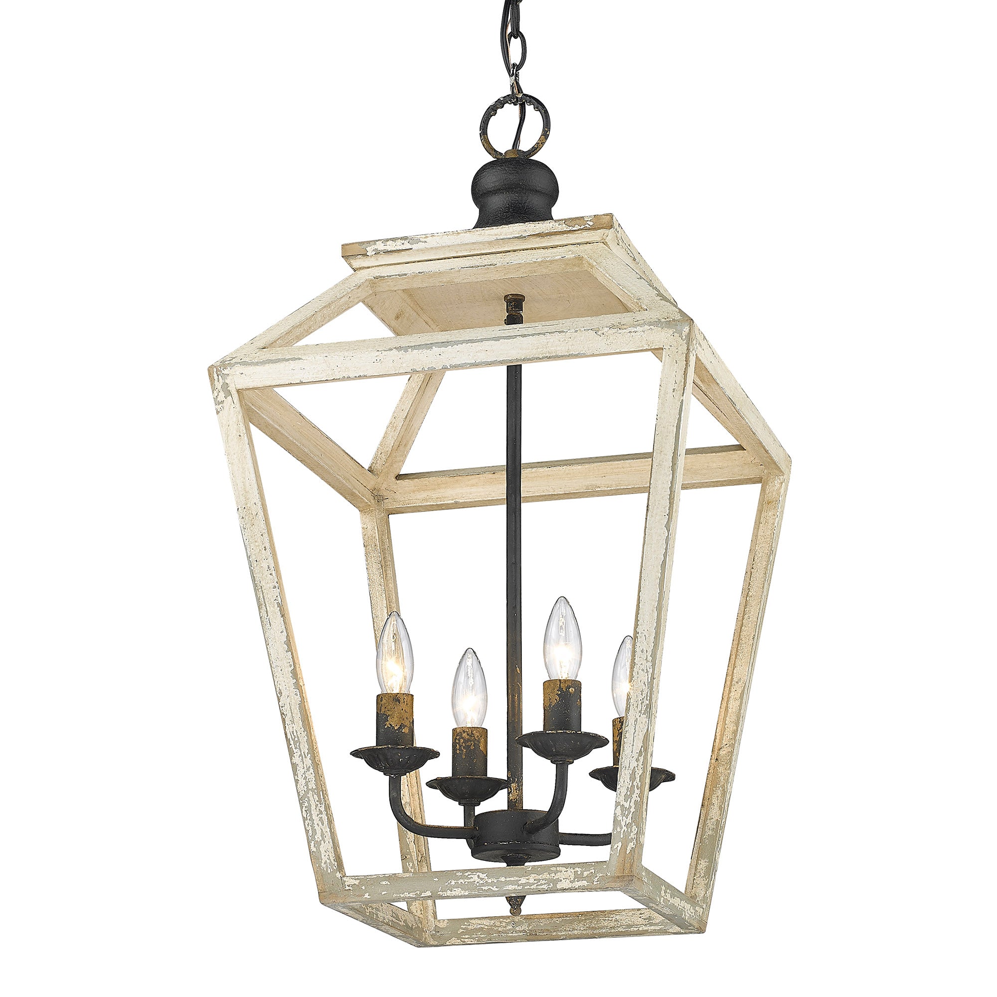 Haiden 4 Light Pendant in Antique Black Iron - - Golden Lighting