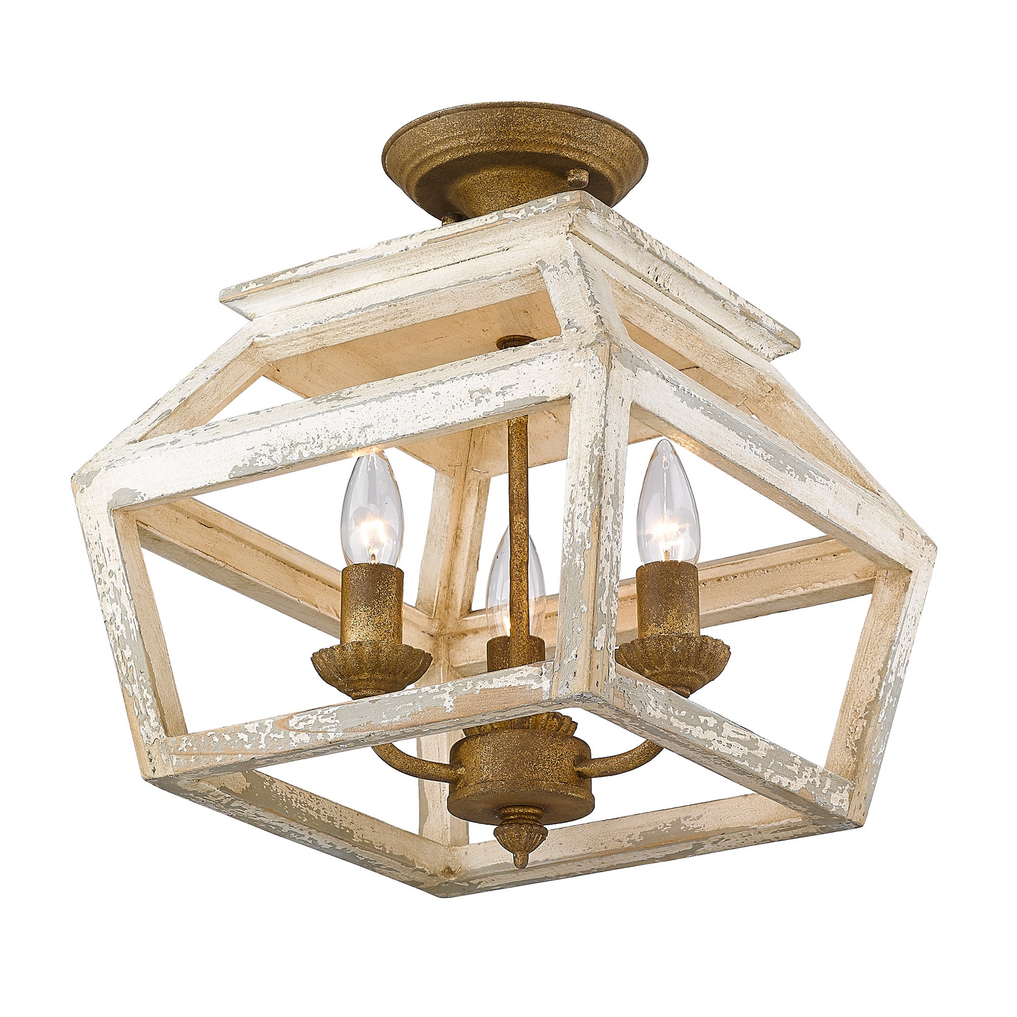 Golden Lighting Haiden 3-light Semi-Flush Mount in Burnished Chestnut