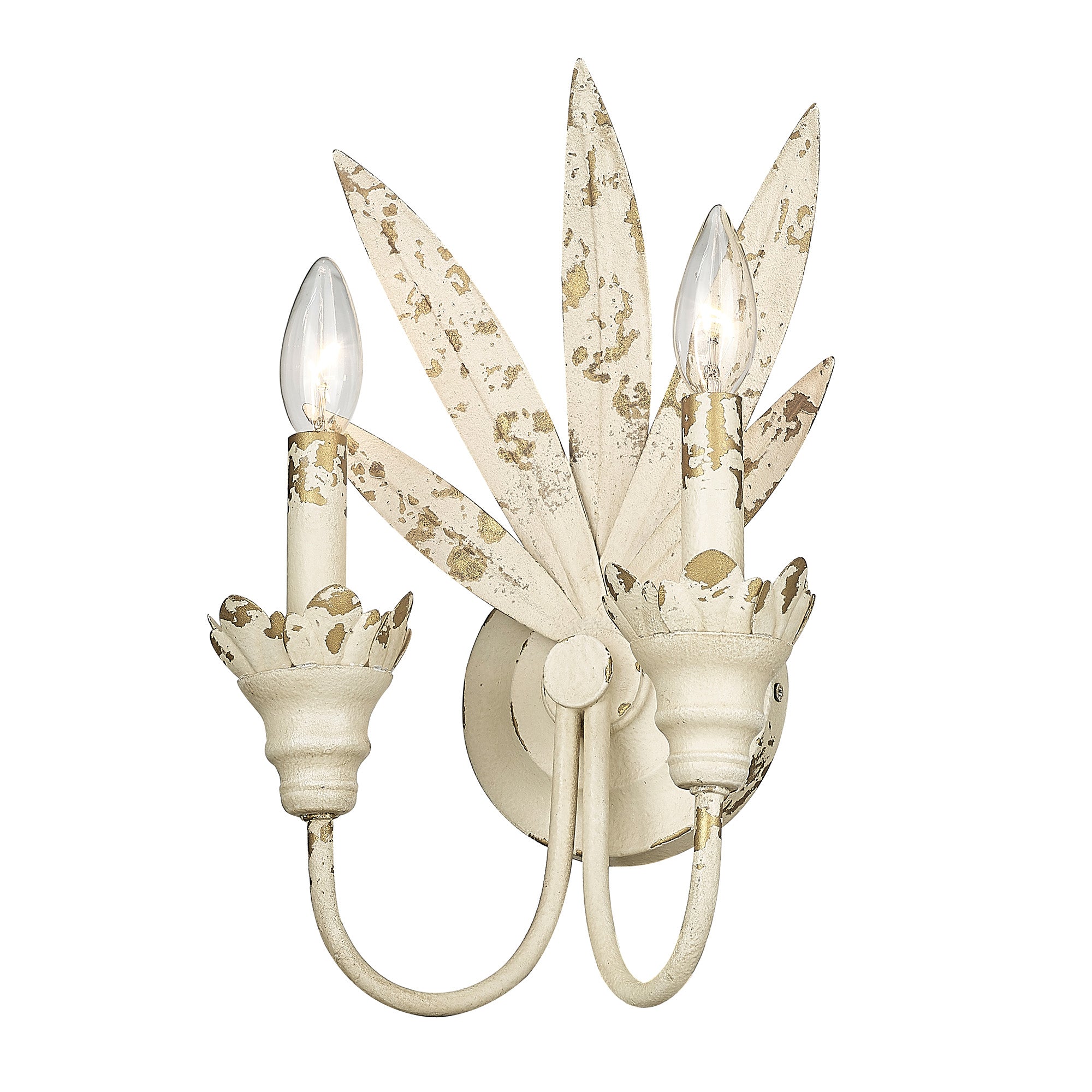 Golden Lighting Lillianne 2-light Wall Sconce in Antique Ivory - Default Title - Golden Lighting