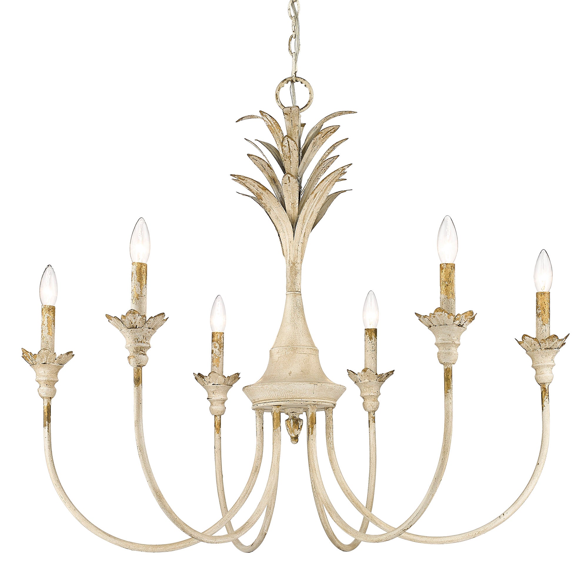 Golden Lighting Lillianne 6-light Chandelier in Antique Ivory - - Golden Lighting