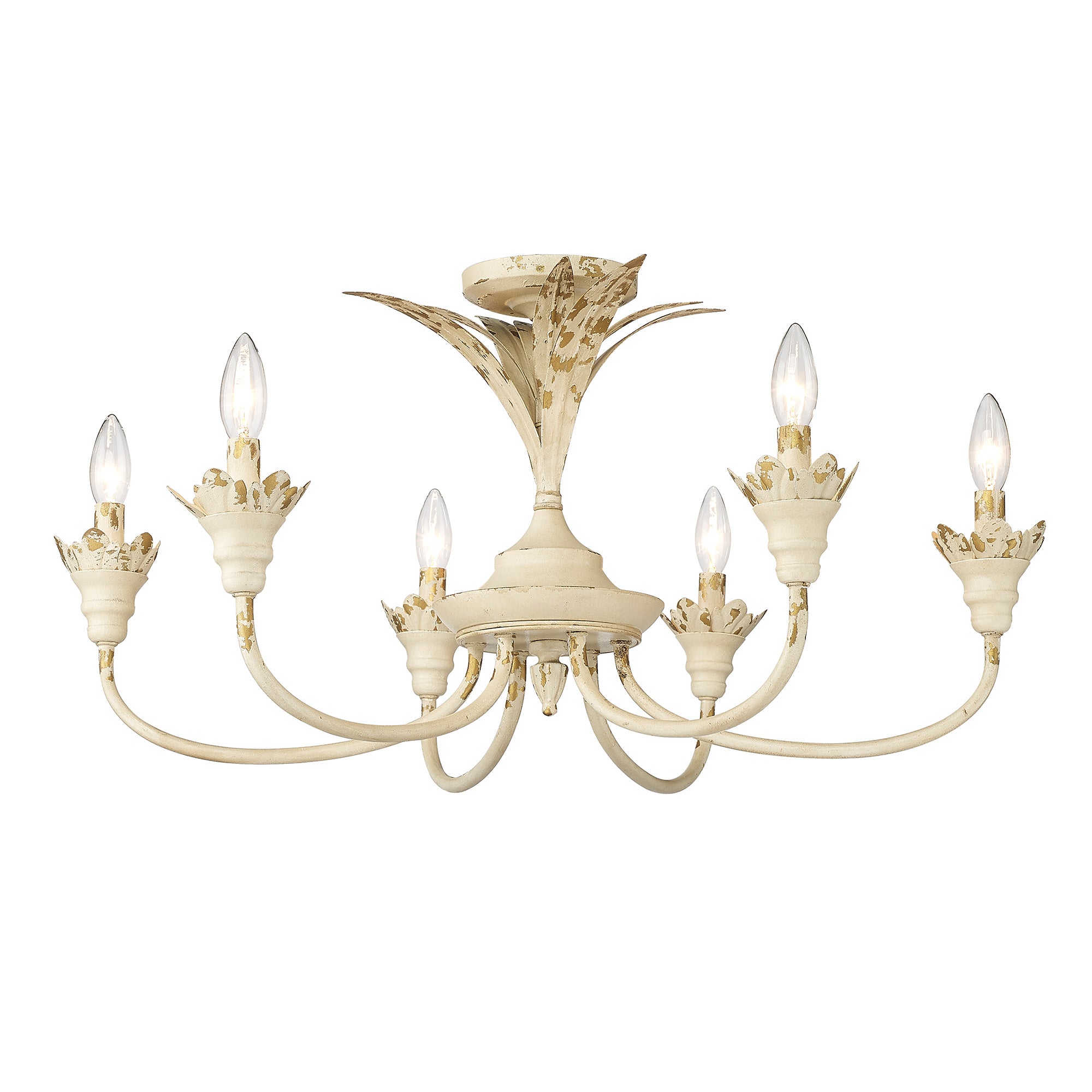 Golden Lighting Lillianne 6-light Semi-Flush Mount in Antique Ivory - Default Title - Golden Lighting