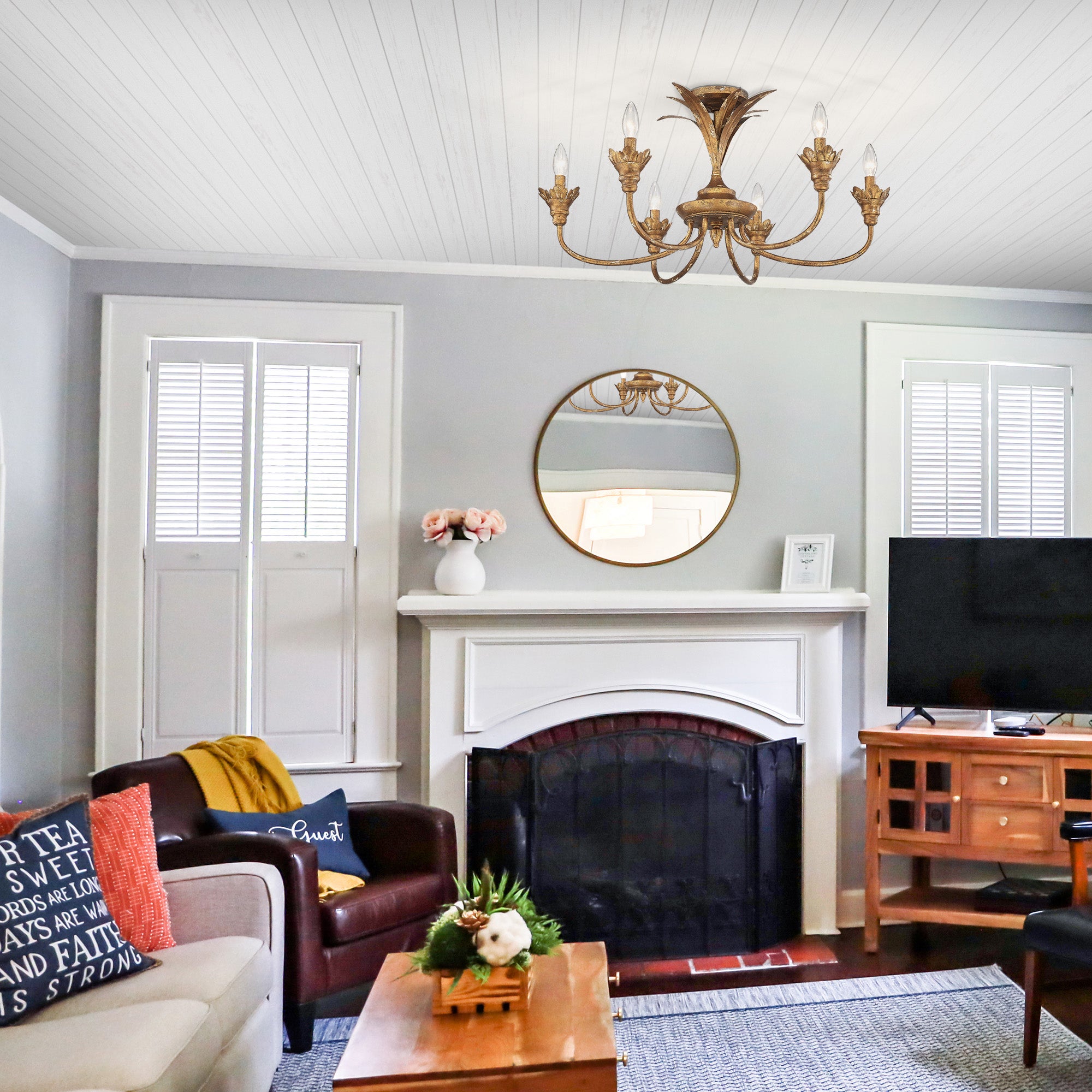 Golden Lighting Lillianne 6-light Semi-Flush Mount in Heirloom Gold