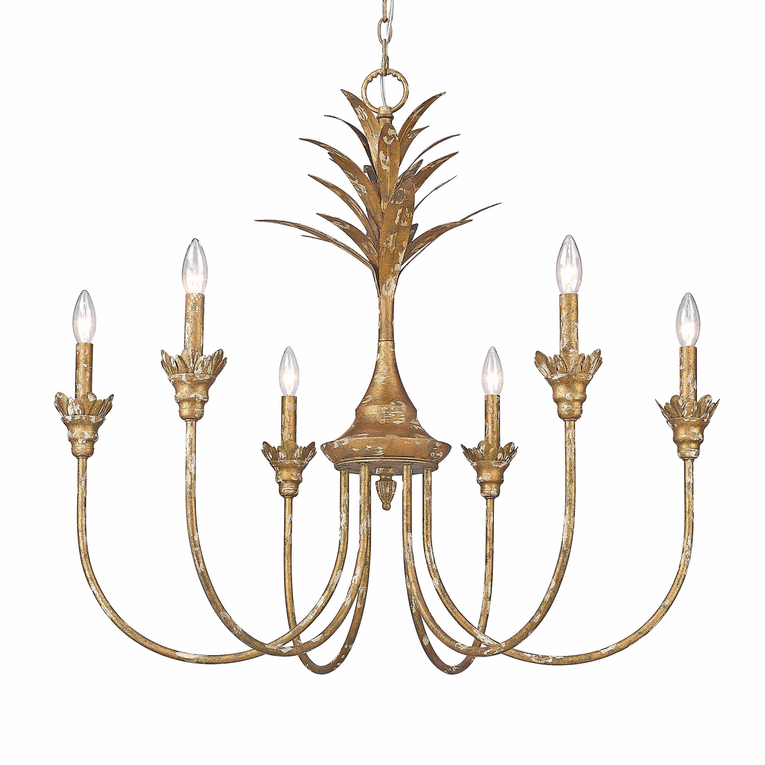 Golden Lighting Lillianne 6-light Chandelier in Heirloom Gold - Default Title - Golden Lighting