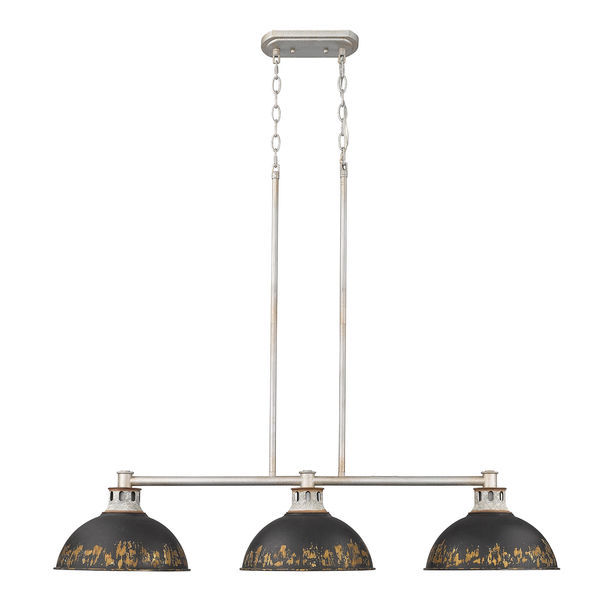 Golden Lighting Kinsley 3-light Island Light in Antique Black Iron shade - - Golden Lighting