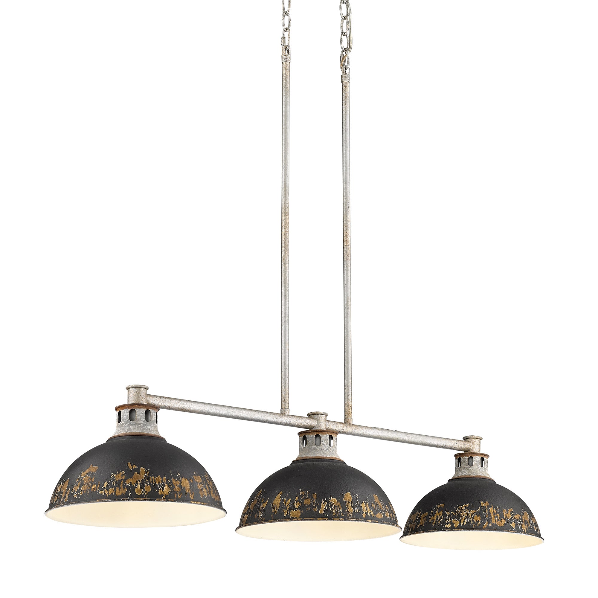 Golden Lighting Kinsley 3-light Island Light in Antique Black Iron shade - - Golden Lighting