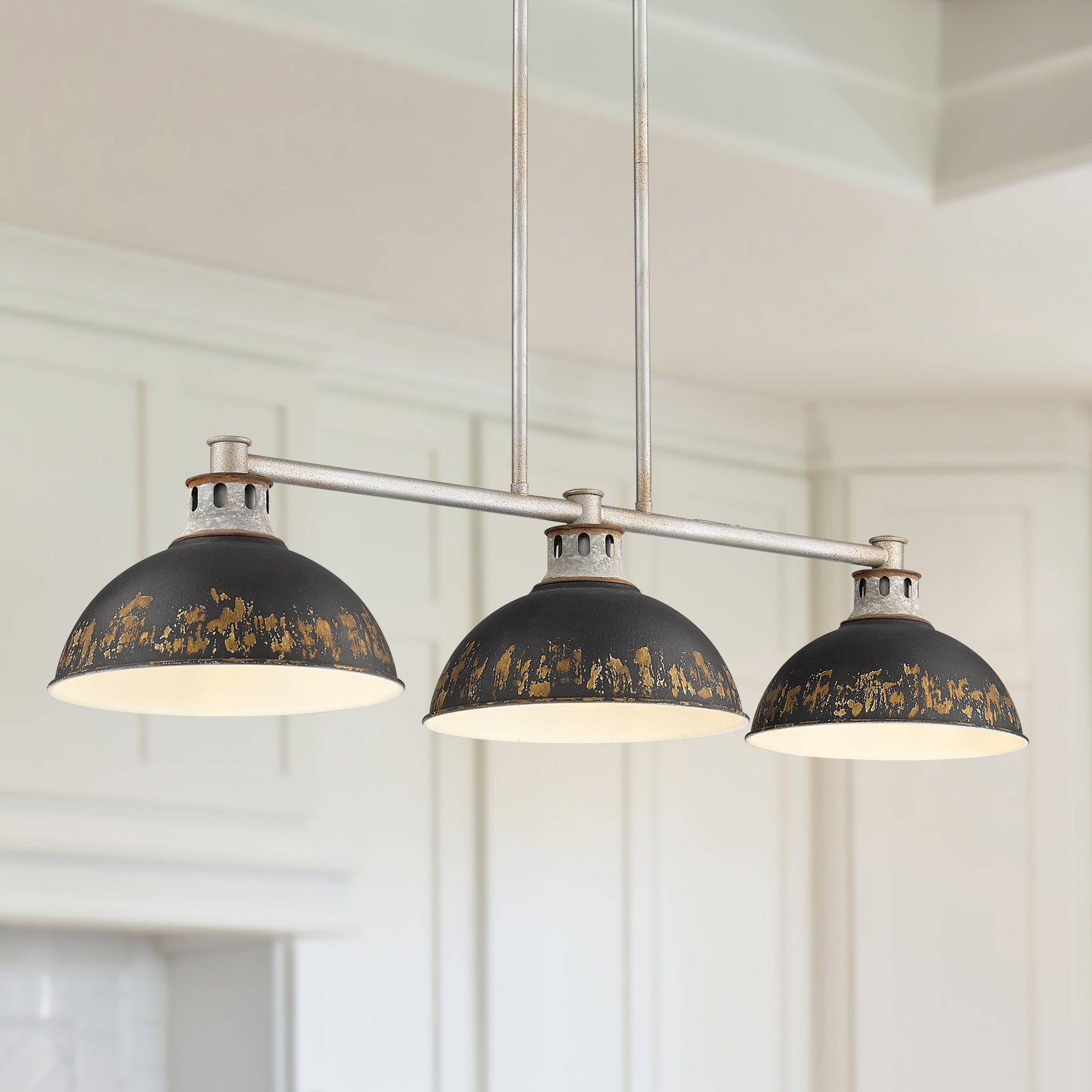 Golden Lighting Kinsley 3-light Island Light in Antique Black Iron shade - - Golden Lighting