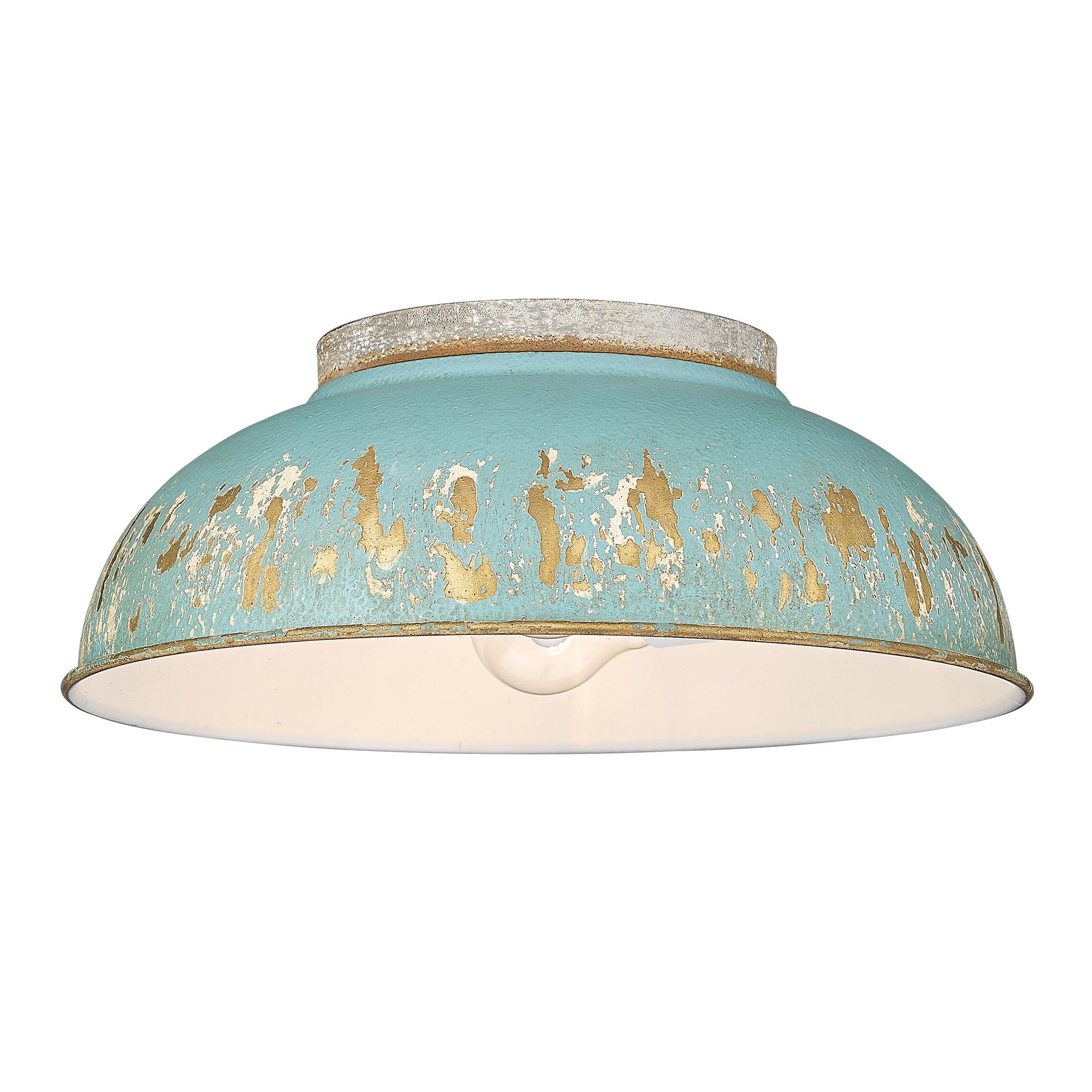 Golden Lighting Kinsley 2-light Flush Mount in Antique Teal shade