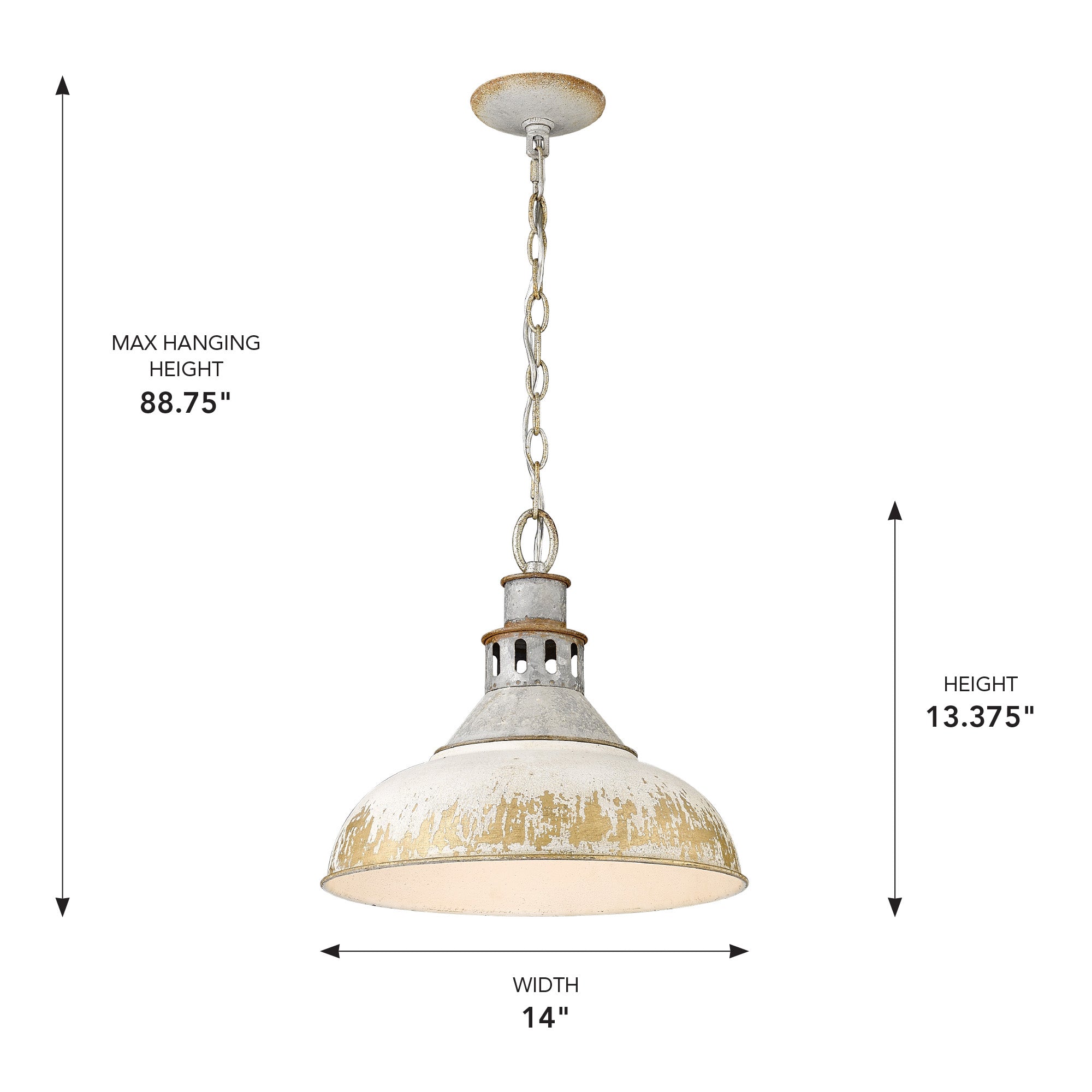 Golden Lighting Kinsley 1-light Pendant in Antique Ivory shade - - Golden Lighting