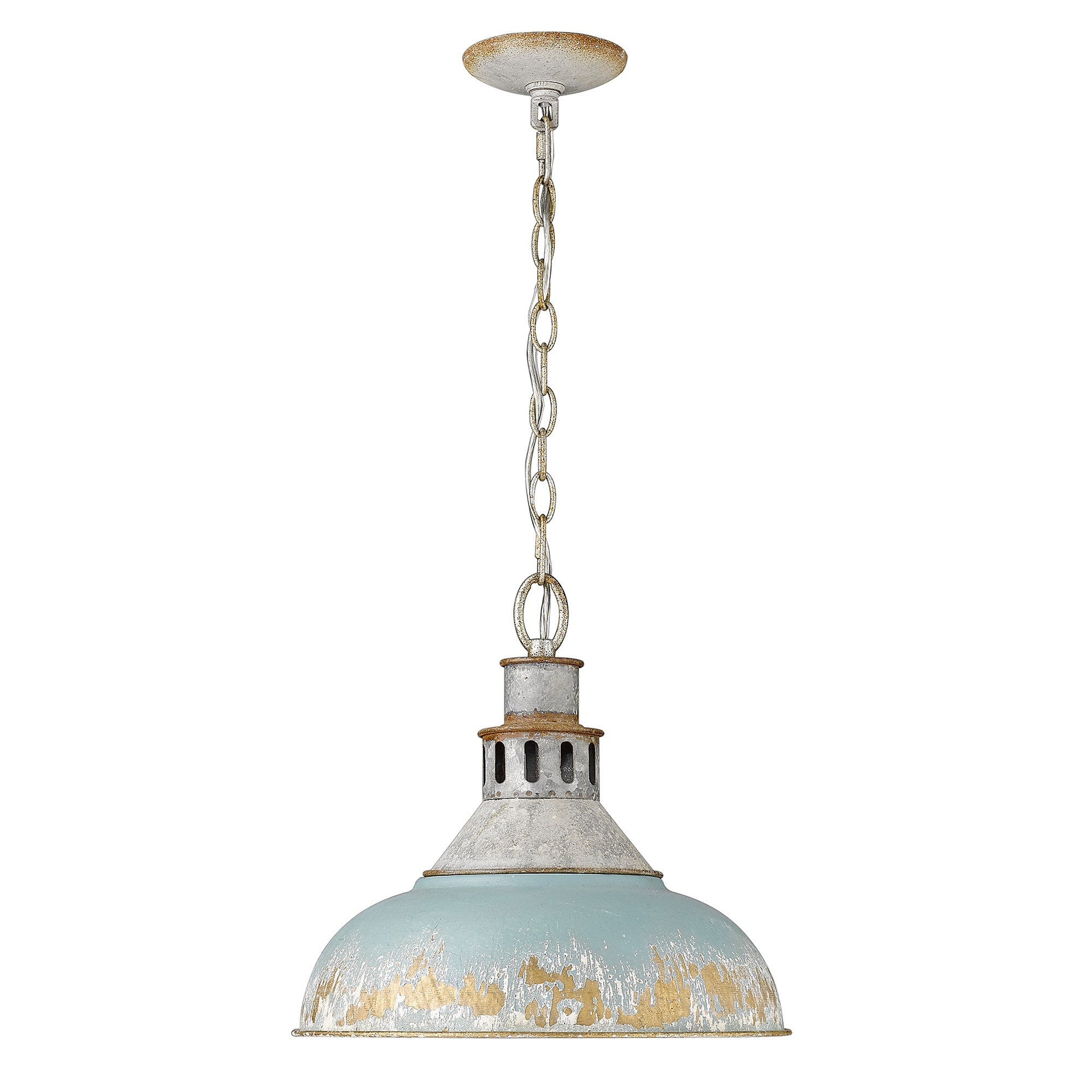 Golden Lighting Kinsley 1-light Pendant in Antique Teal shade - - Golden Lighting