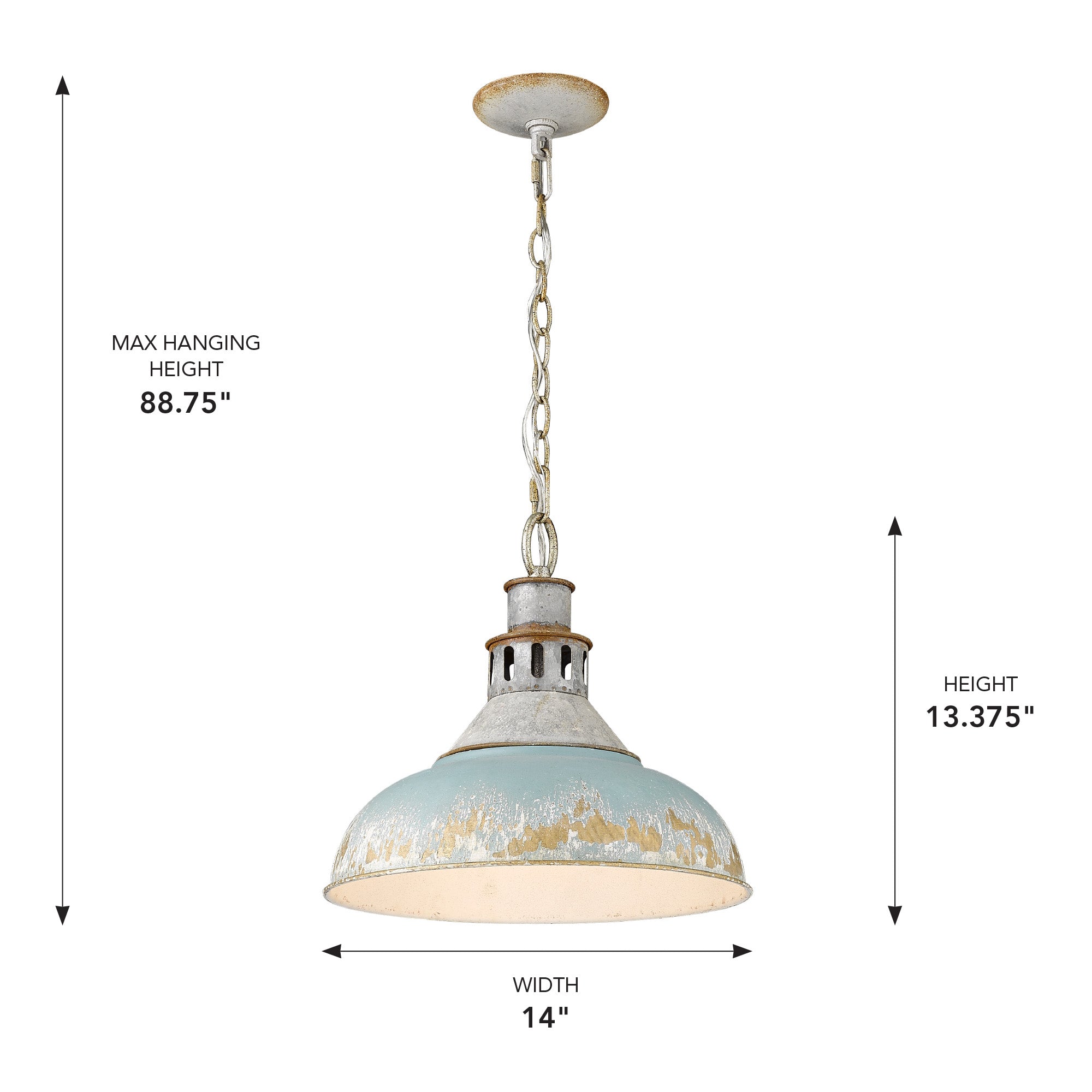 Golden Lighting Kinsley 1-light Pendant in Antique Teal shade - - Golden Lighting