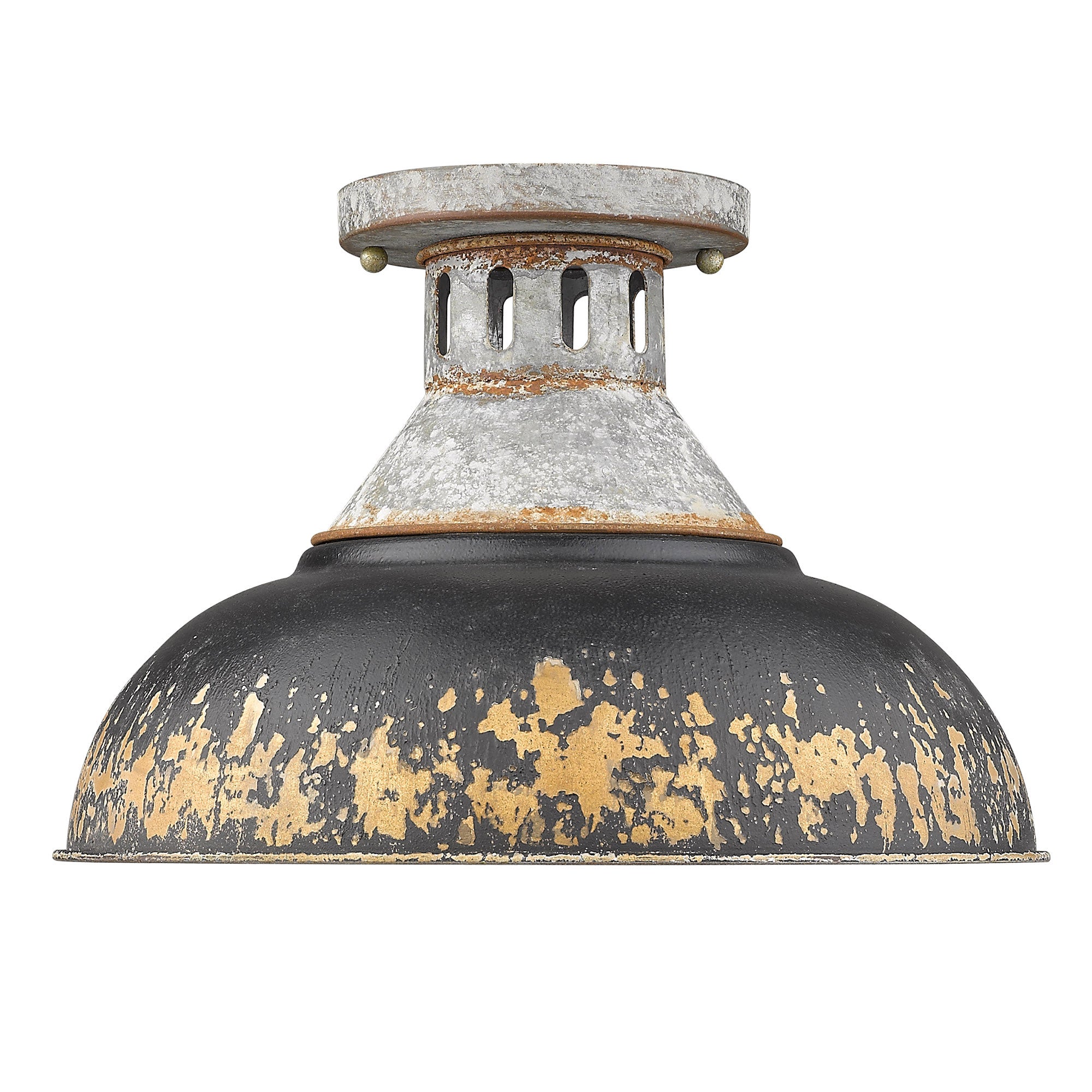 Golden Lighting Kinsley 1-light Semi-Flush Mount in Antique Black Iron shade - - Golden Lighting