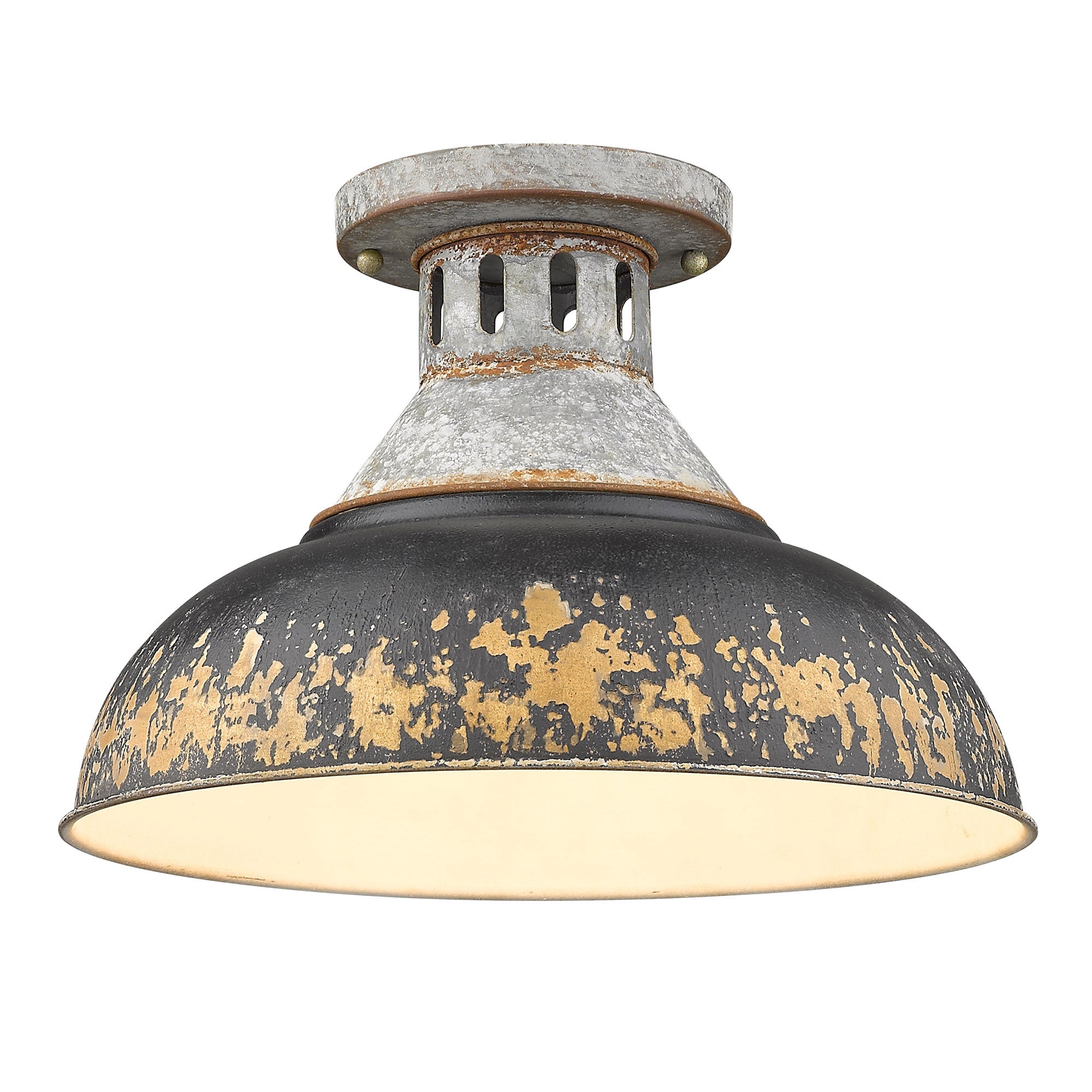 Golden Lighting Kinsley 1-light Semi-Flush Mount in Antique Black Iron shade