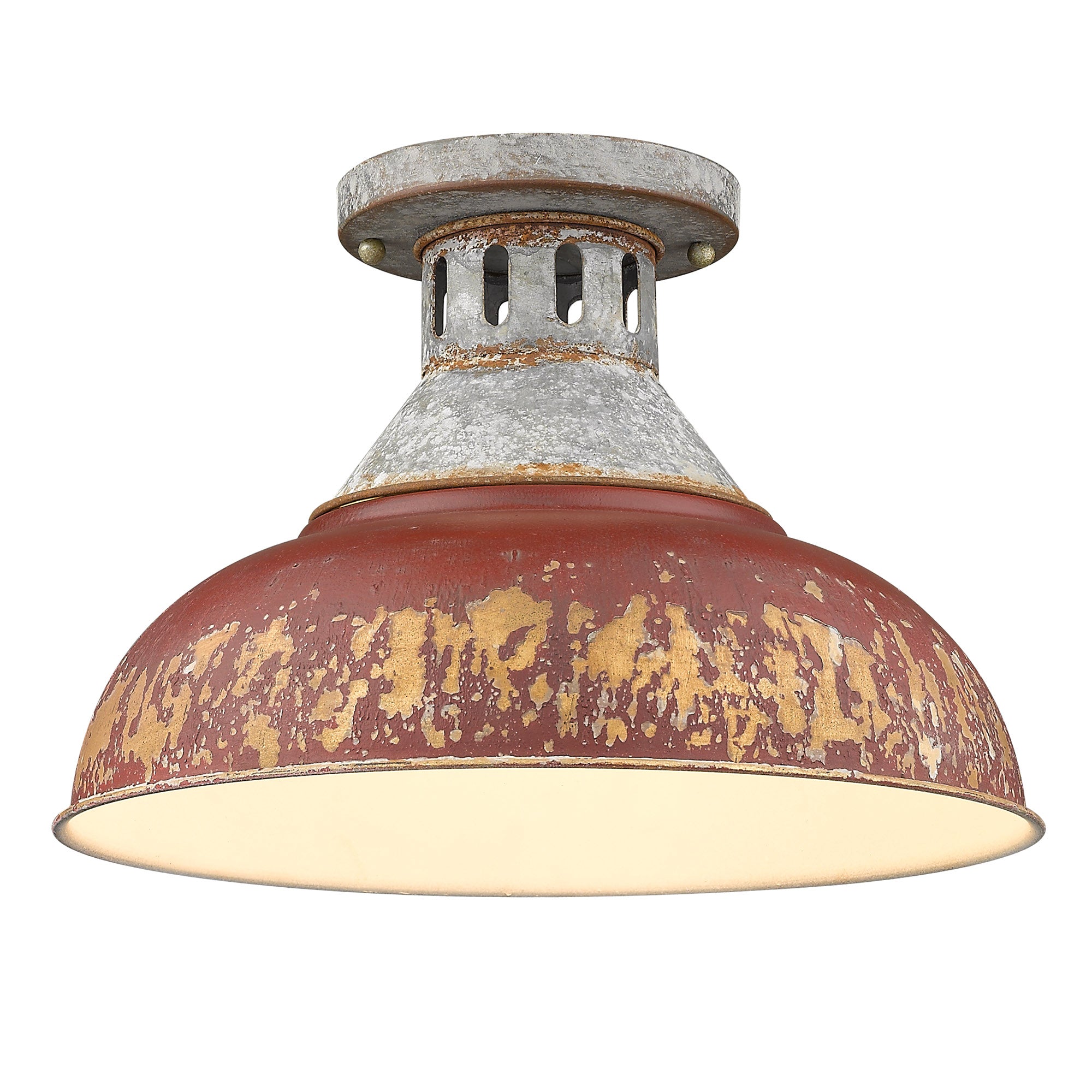 Golden Lighting Kinsley 1-light Semi-Flush Mount in Antique Red shade - Default Title - Golden Lighting