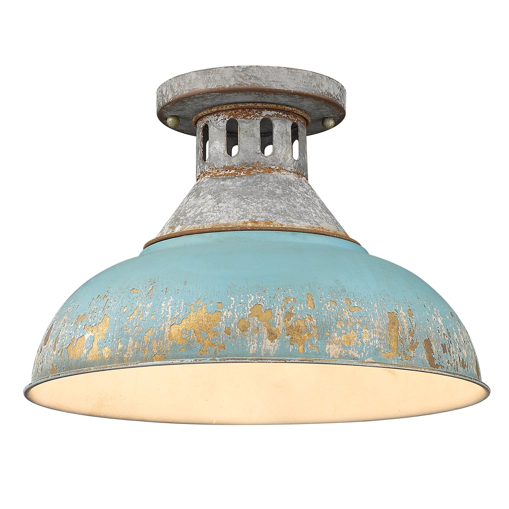 Golden Lighting Kinsley 1-light Semi-Flush Mount in Antique Teal shade - Default Title - Golden Lighting