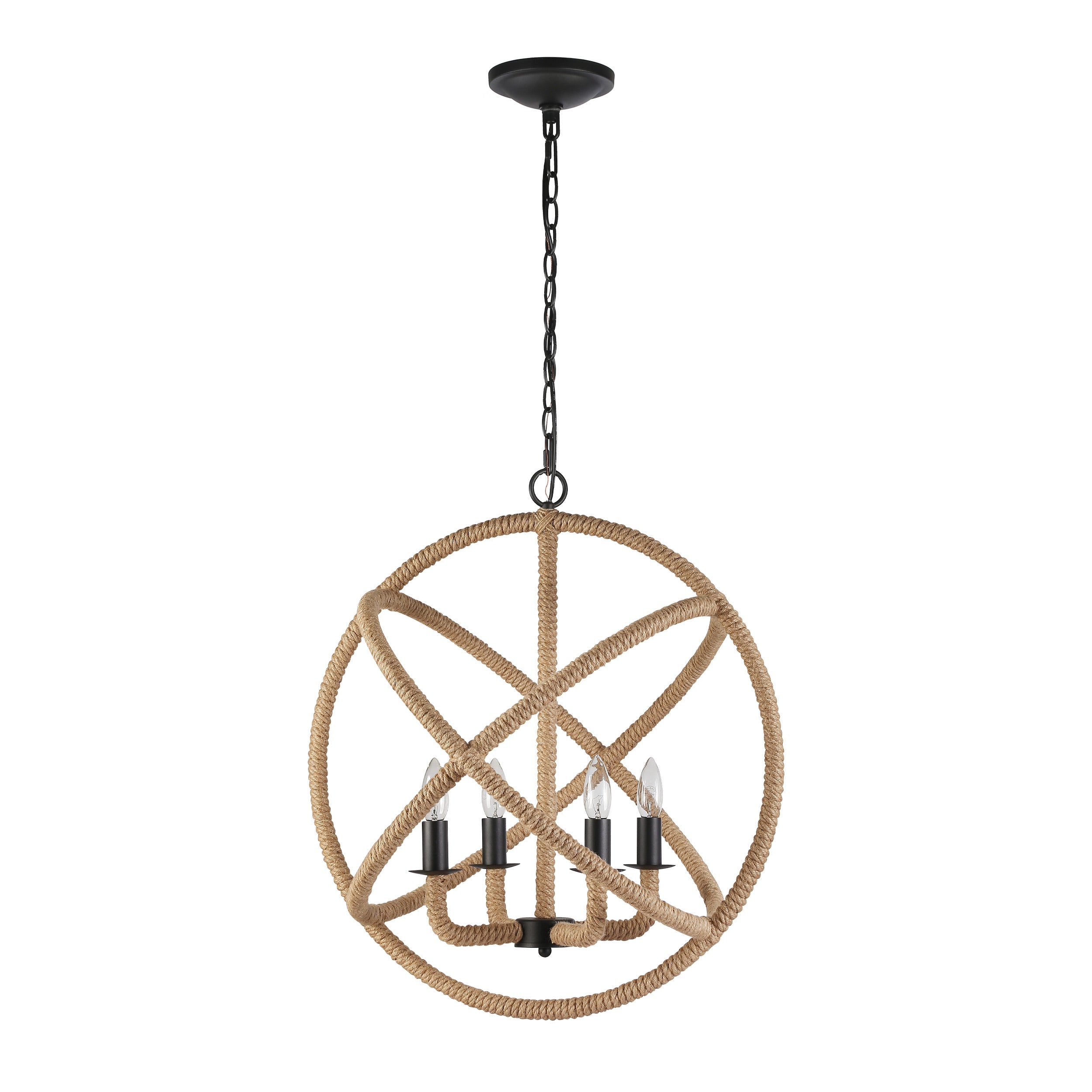 Marina 4-light Chandelier in Natural Black