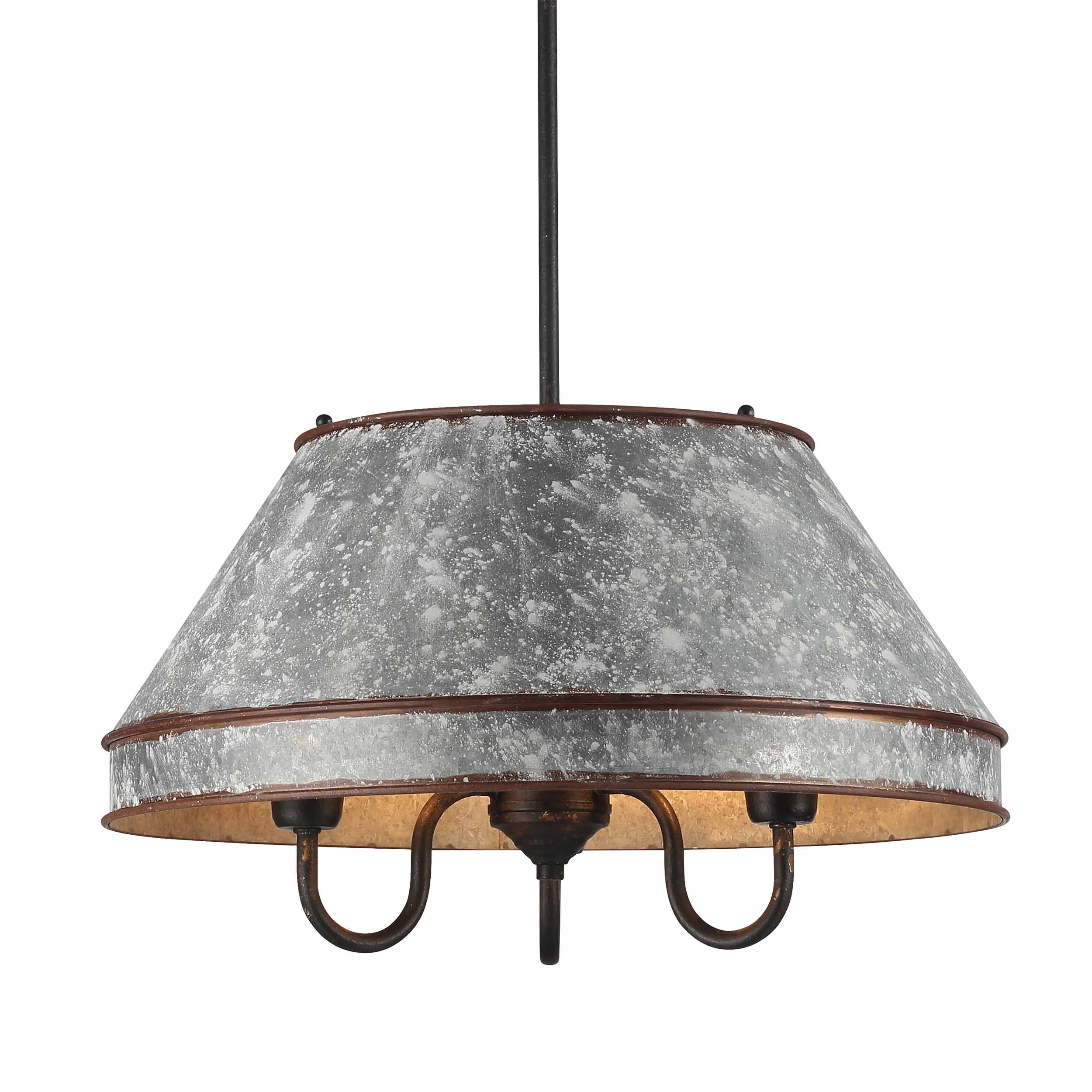 Jasper 3-light Pendant in Antique Black Iron - - Golden Lighting
