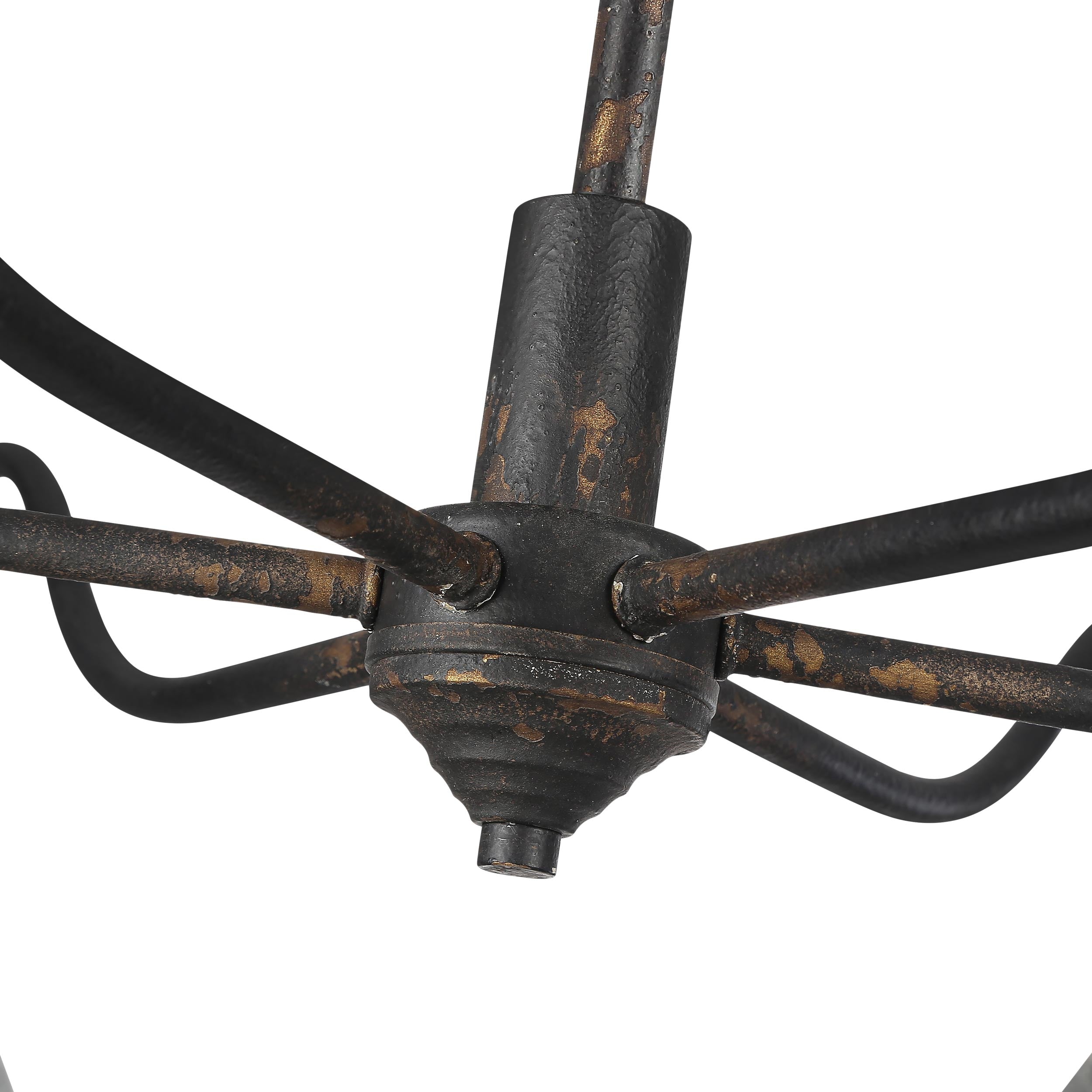 Jasper 6-light Chandelier in Antique Black Iron - - Golden Lighting