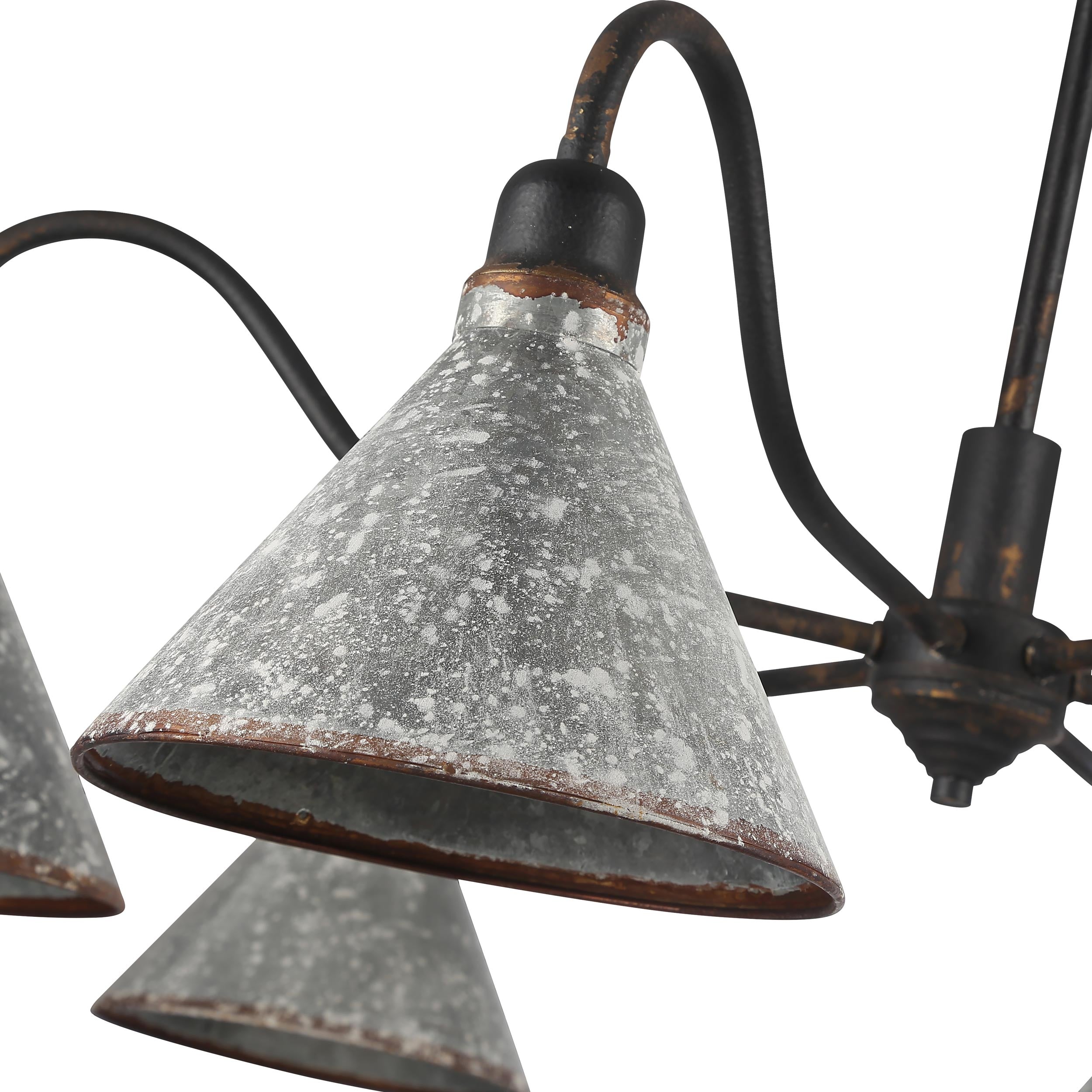 Jasper 6-light Chandelier in Antique Black Iron - - Golden Lighting