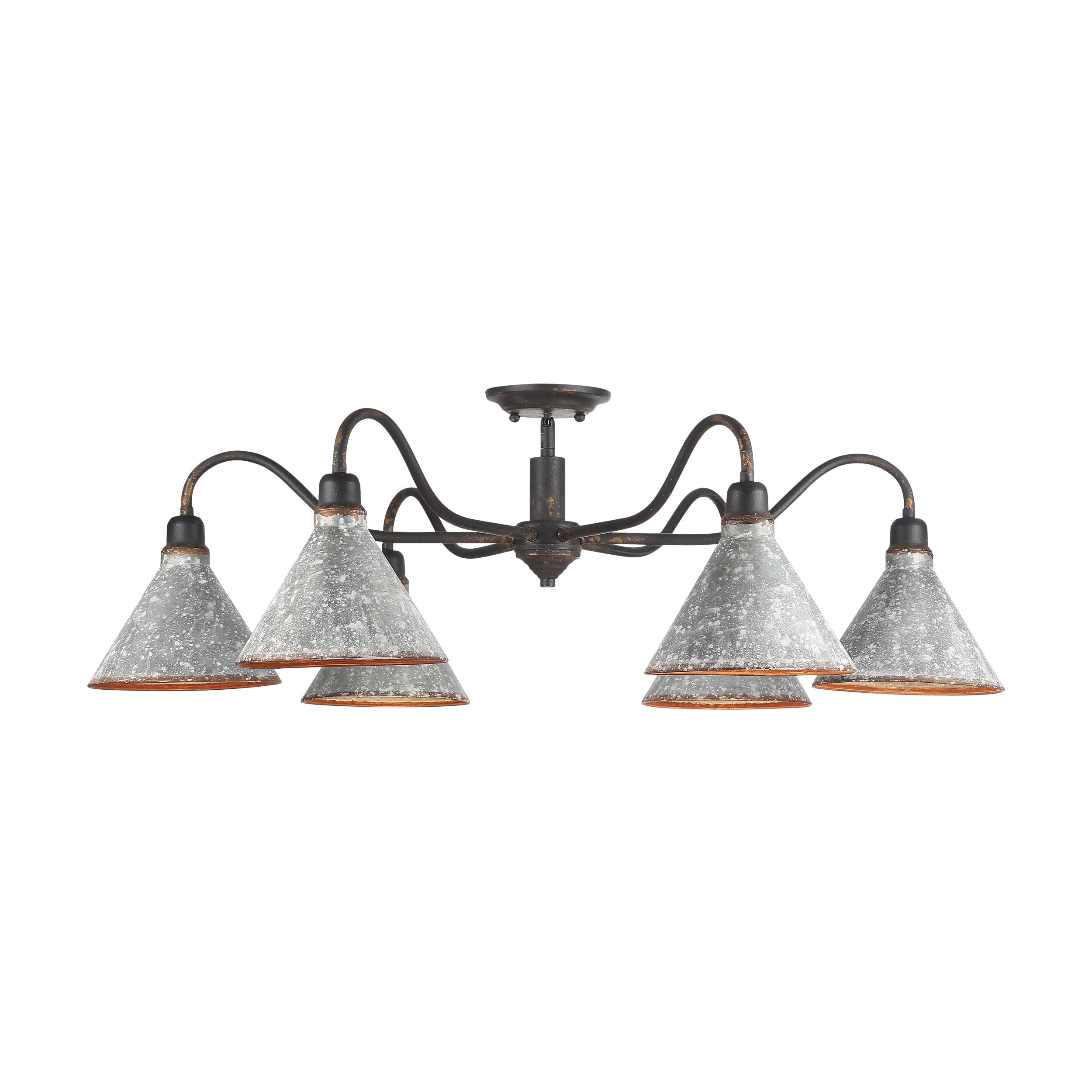 Jasper 6-light Semi-Flush Mount in Antique Black Iron - - Golden Lighting