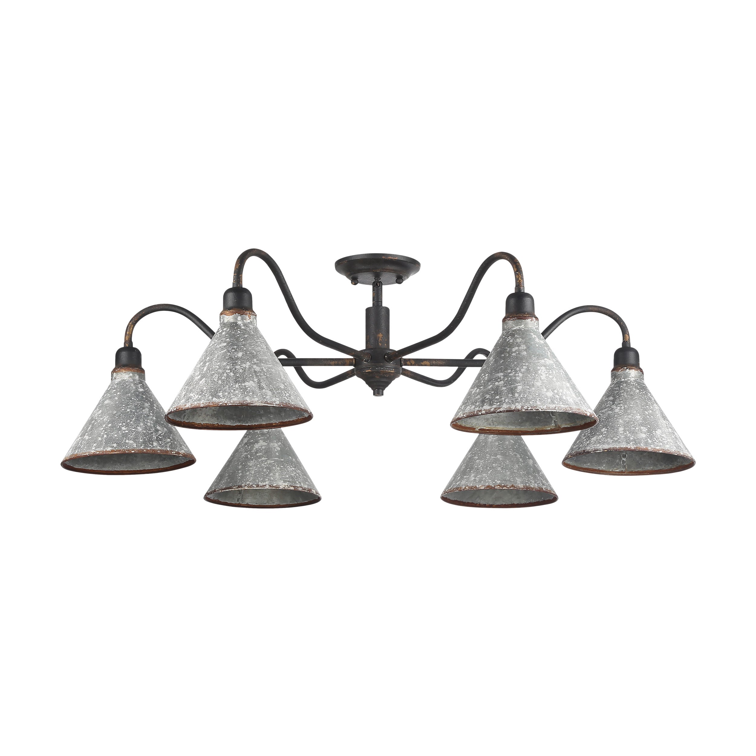 Jasper 6-light Semi-Flush Mount in Antique Black Iron - - Golden Lighting