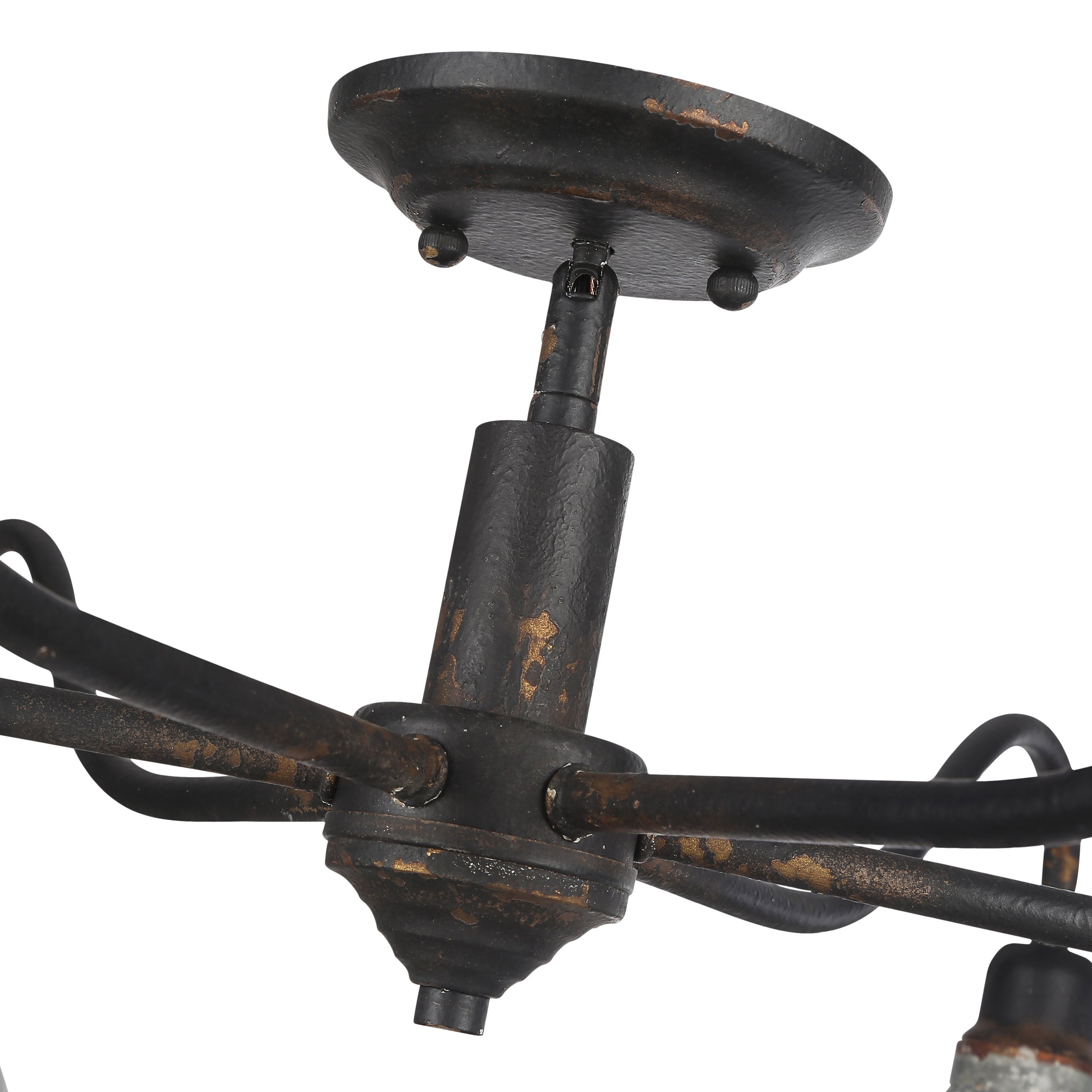 Jasper 6-light Semi-Flush Mount in Antique Black Iron - - Golden Lighting