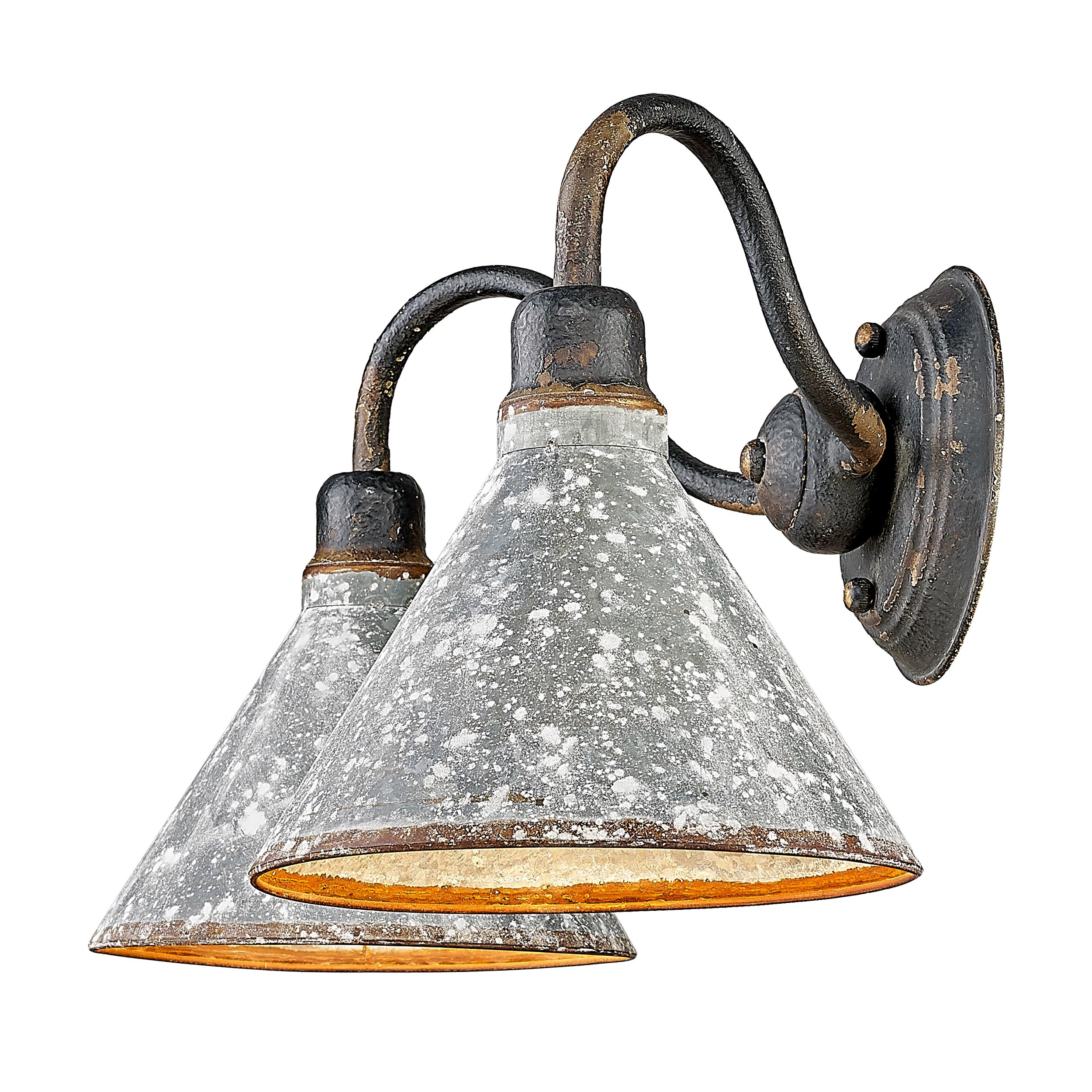 Jasper 2-light Vanity in Antique Black Iron - - Golden Lighting