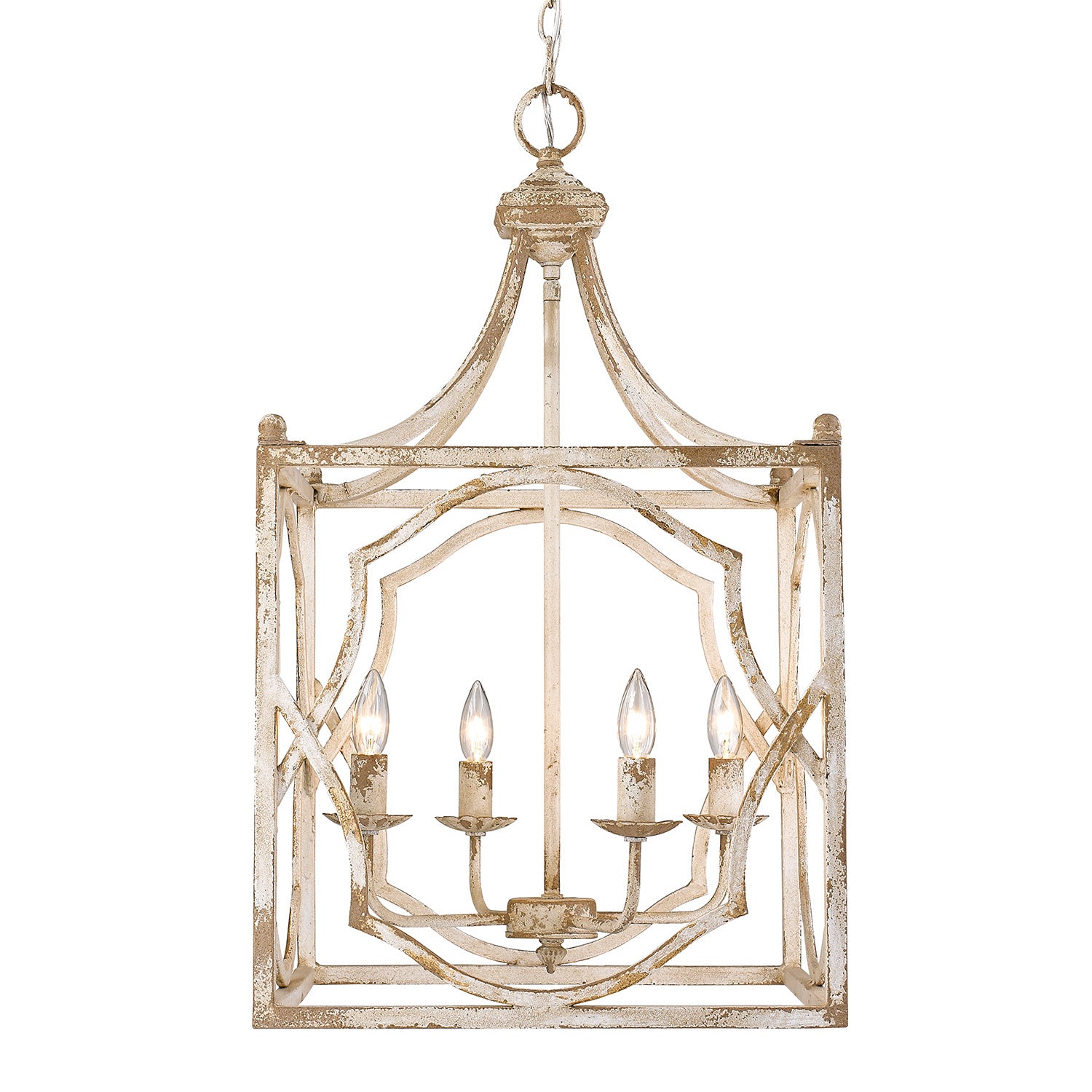 Laurent 4-Light Pendant in Antique Ivory - - Golden Lighting
