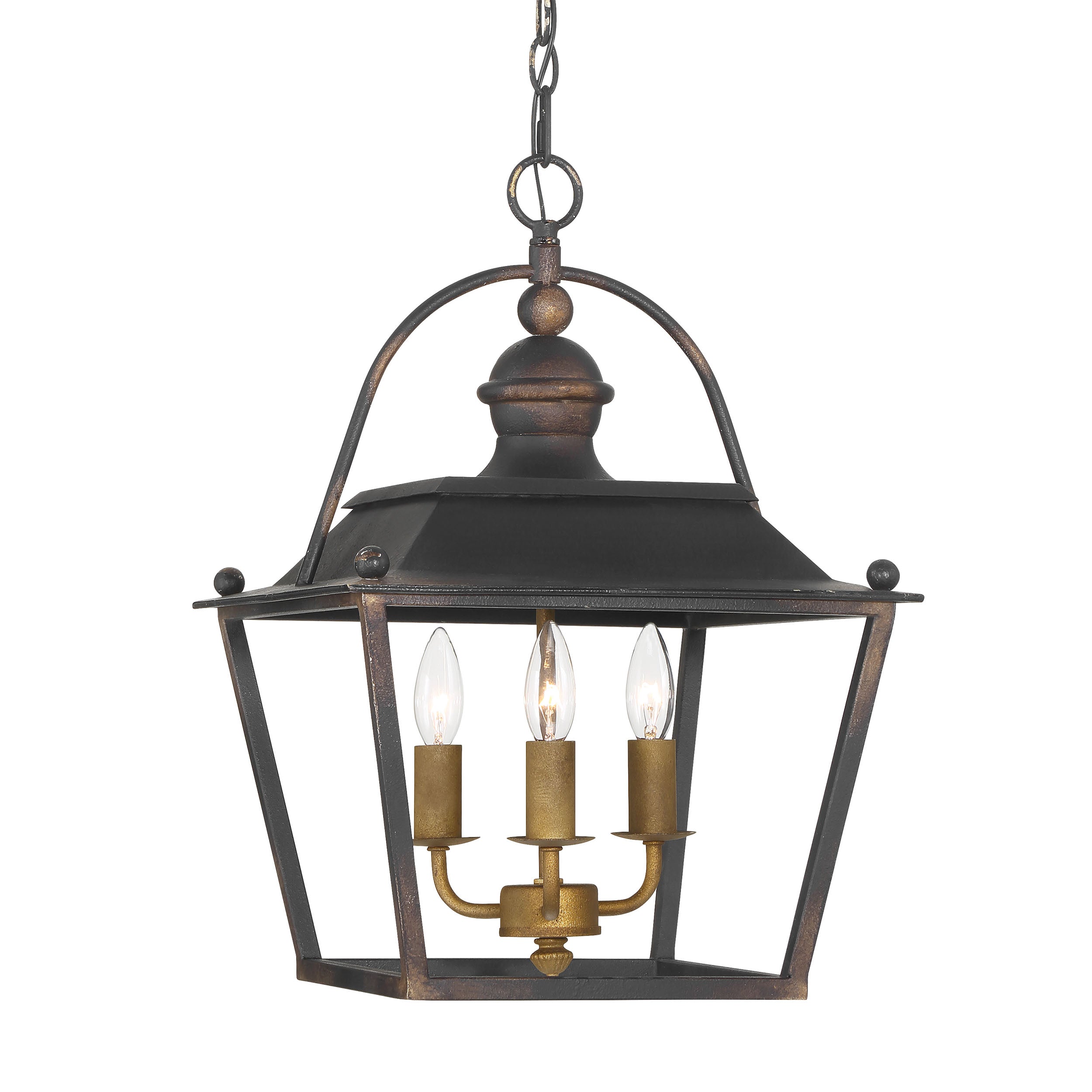Golden Lighting Christoff 3-light Pendant in Antique Black Iron