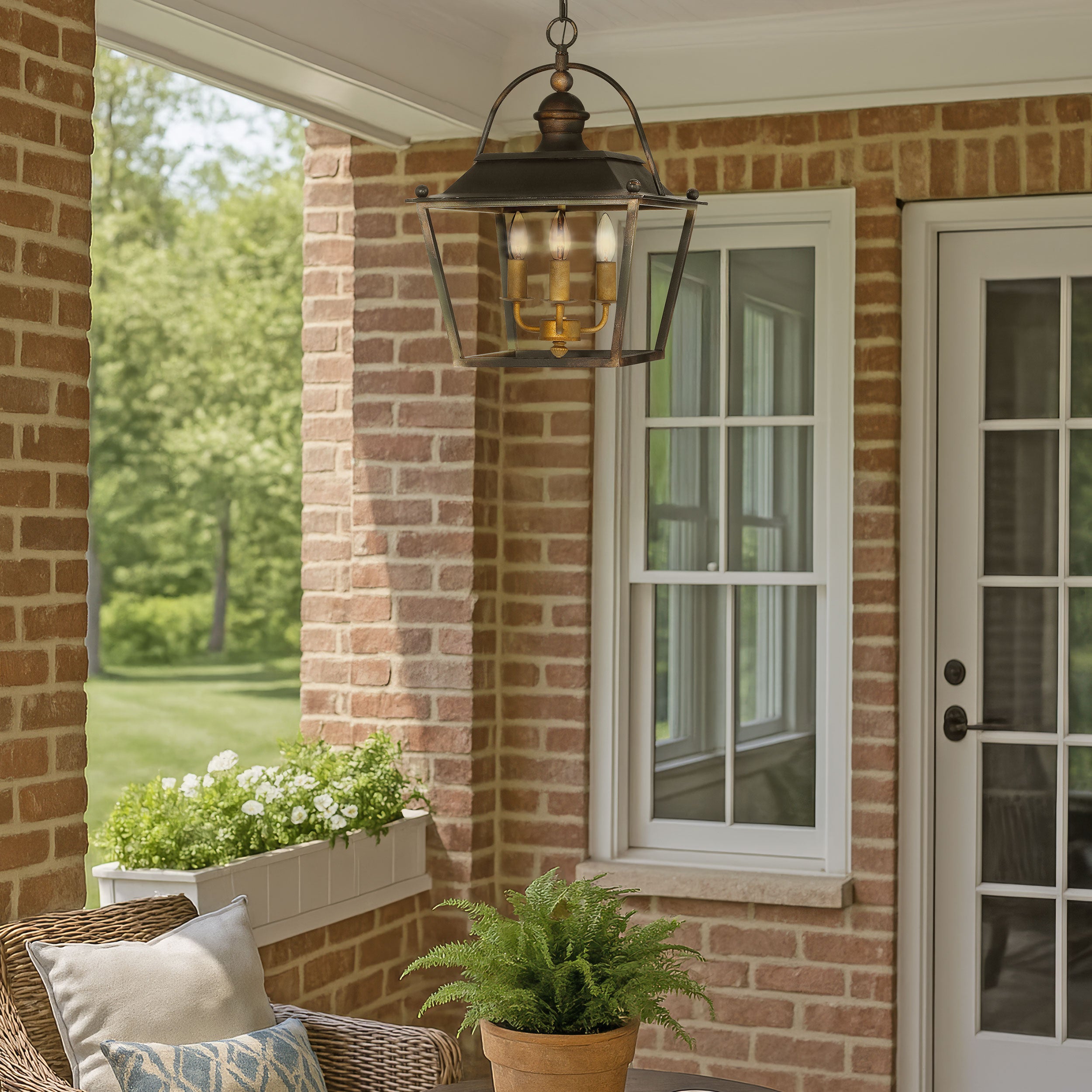 Golden Lighting Christoff 3-light Pendant in Antique Black Iron