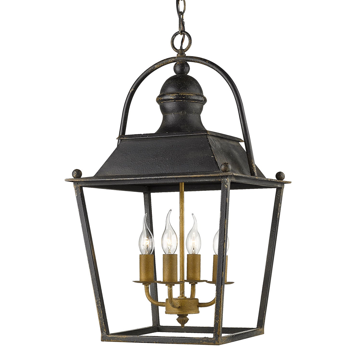 Golden Lighting Christoff 4-light Pendant in Antique Black Iron - - Golden Lighting