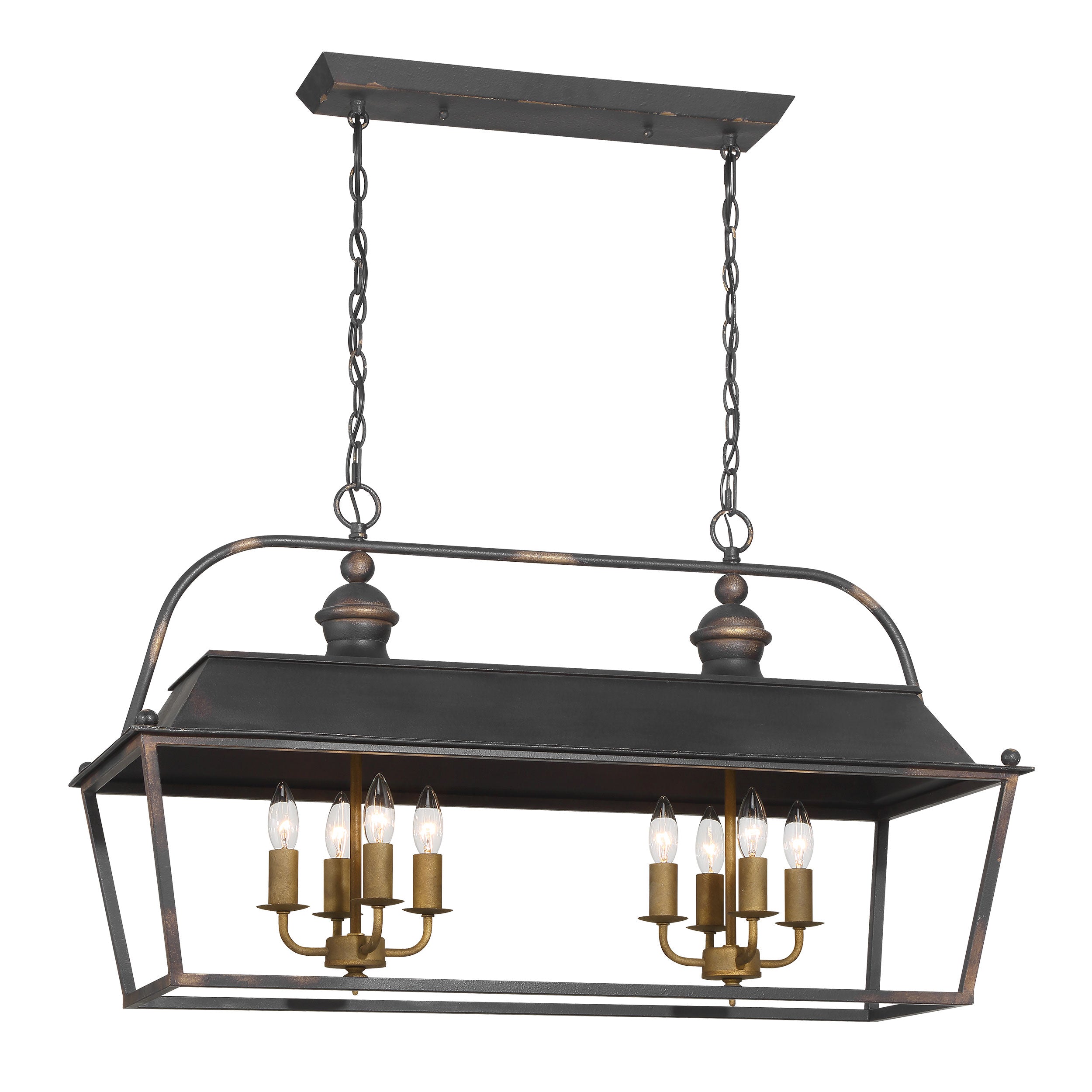 Golden Lighting Christoff 8-light Island Light in Antique Black Iron