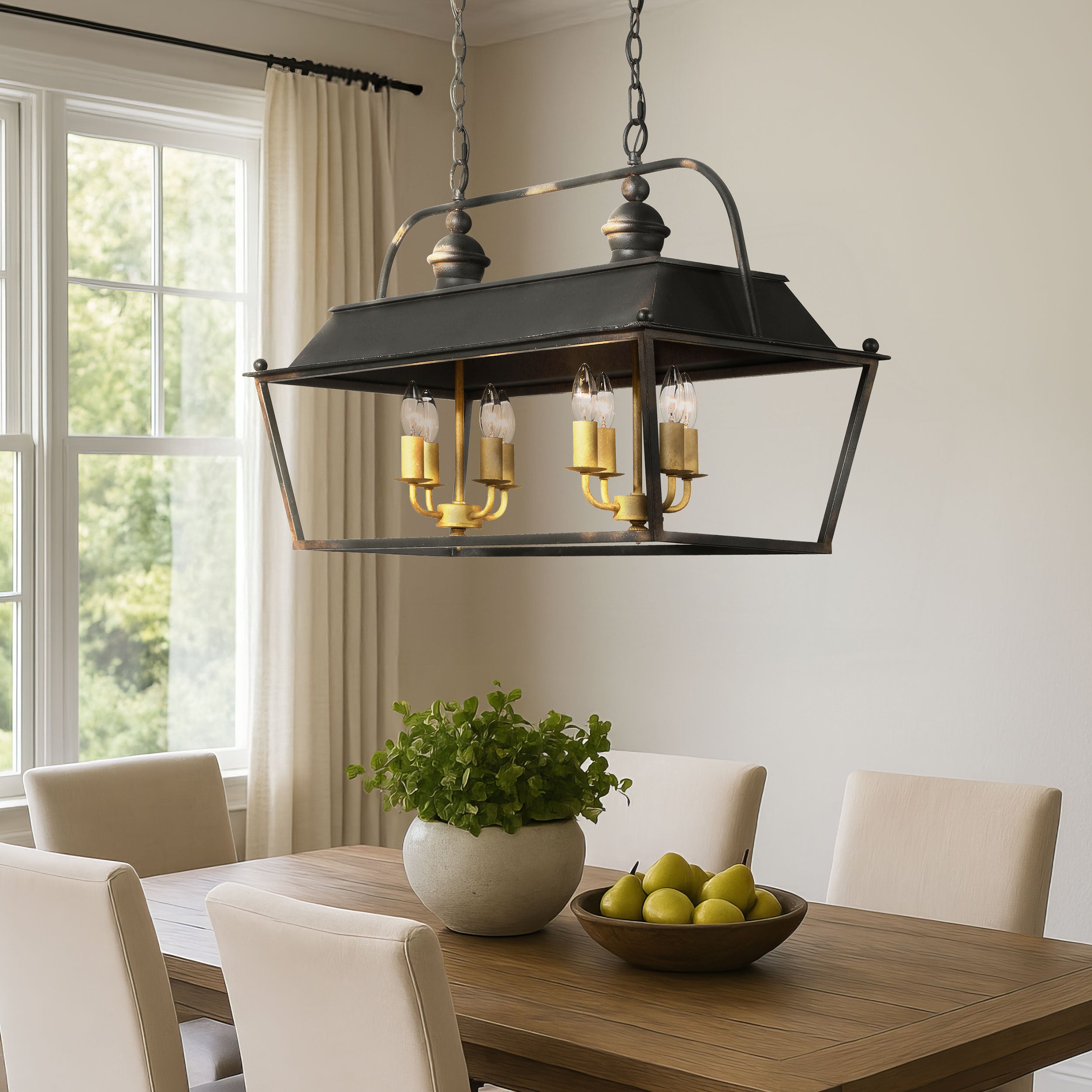 Golden Lighting Christoff 8-light Island Light in Antique Black Iron