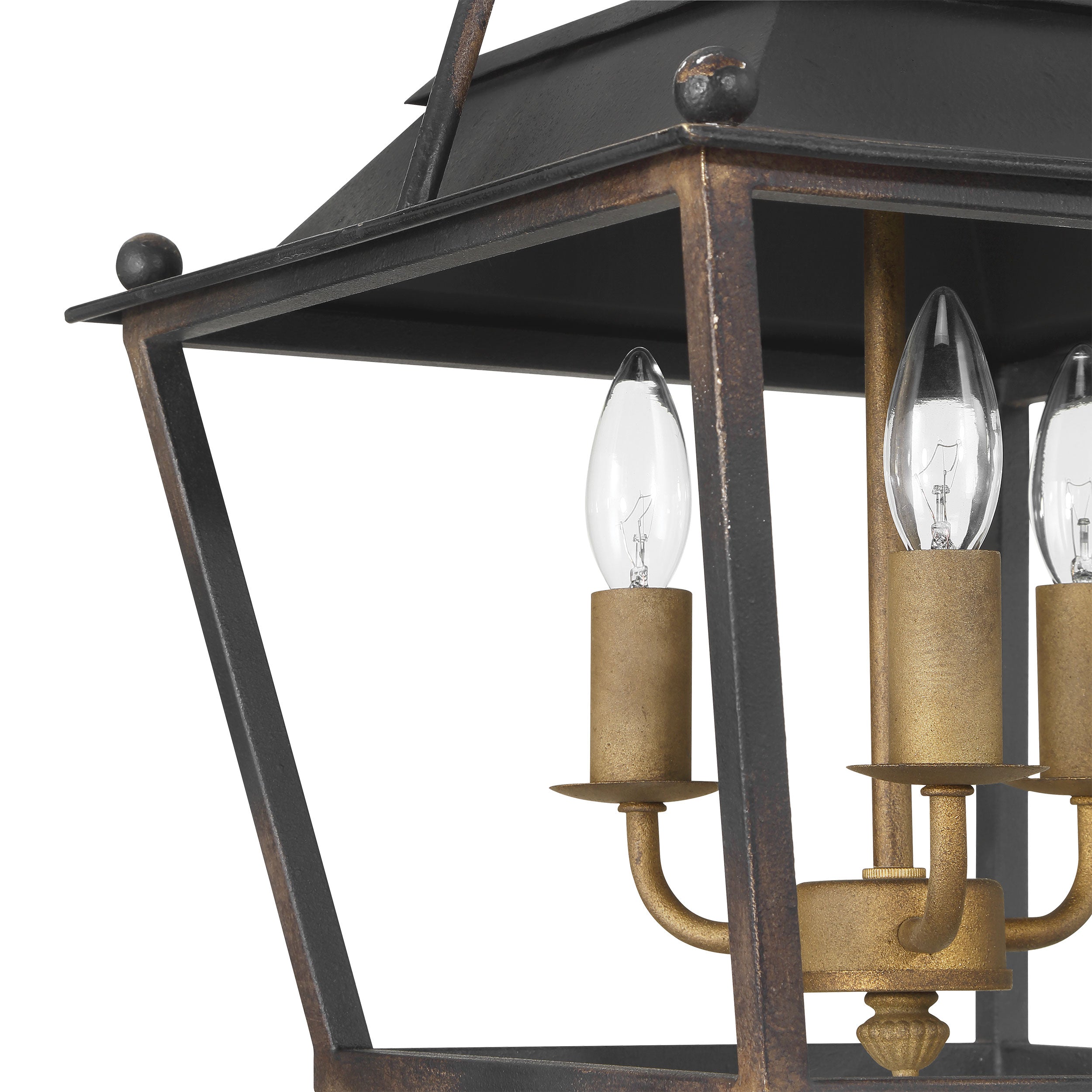 Golden Lighting Christoff 3-light Semi-Flush Mount in Antique Black Iron - - Golden Lighting
