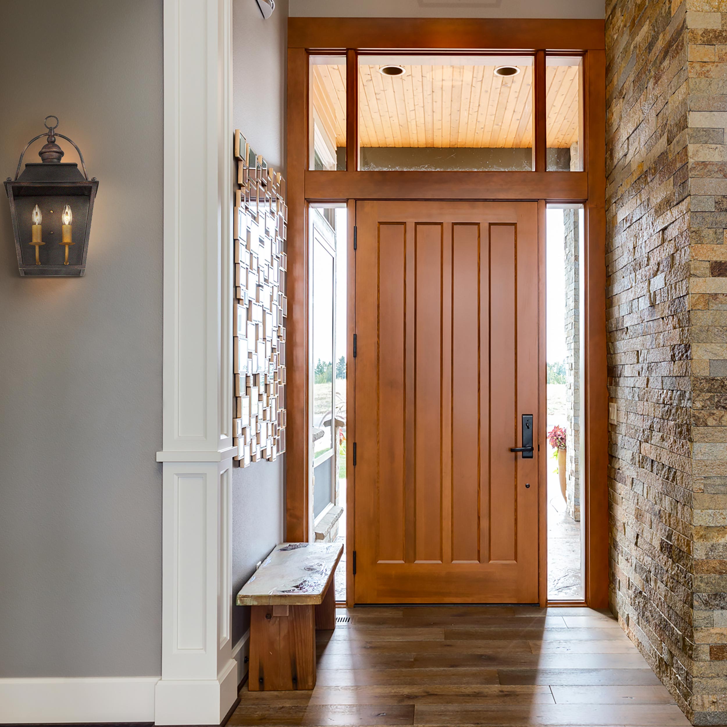 Golden Lighting Christoff 2-light Wall Sconce in Antique Black Iron