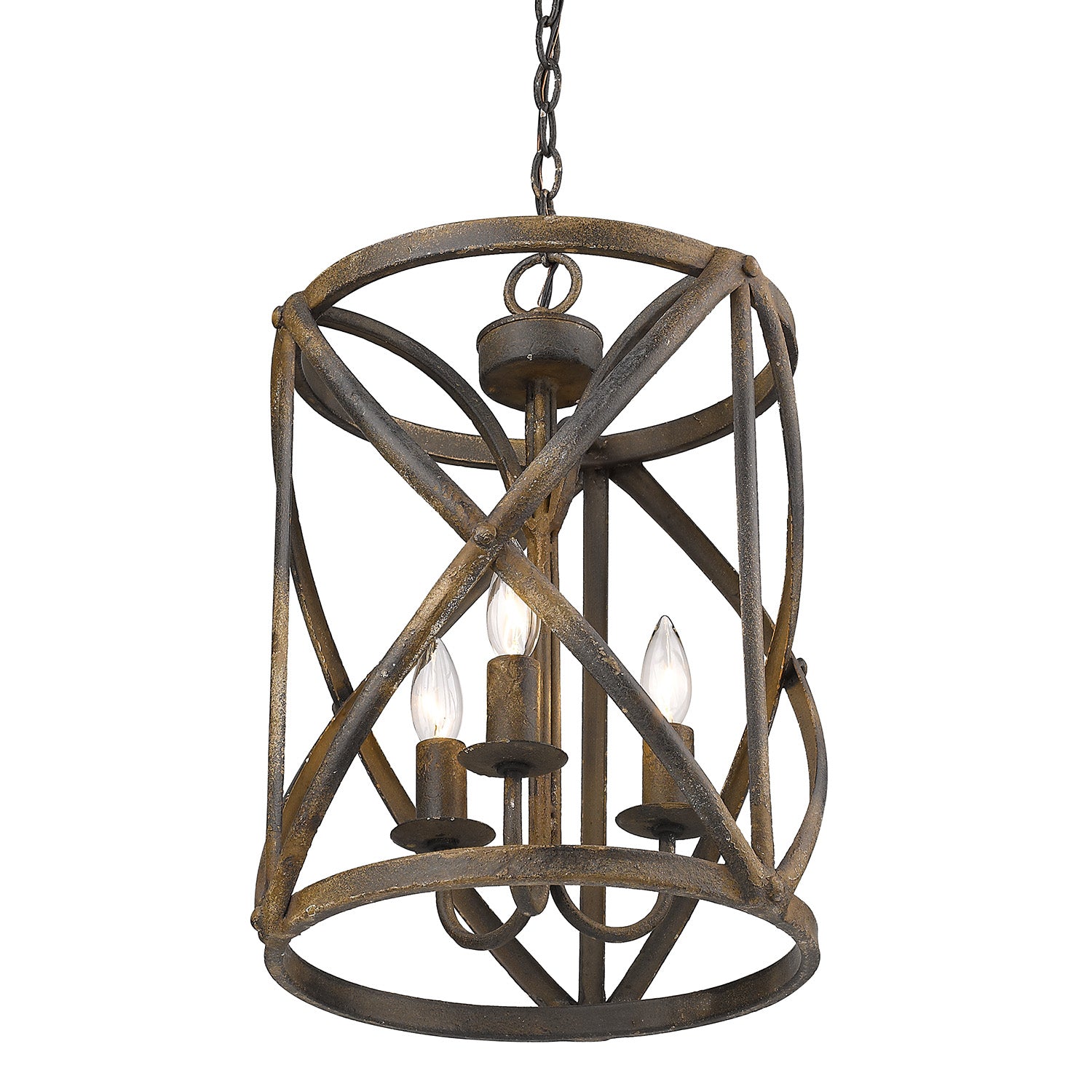Golden Lighting Alcott 3-light Pendant in Antique Black Iron - - Golden Lighting