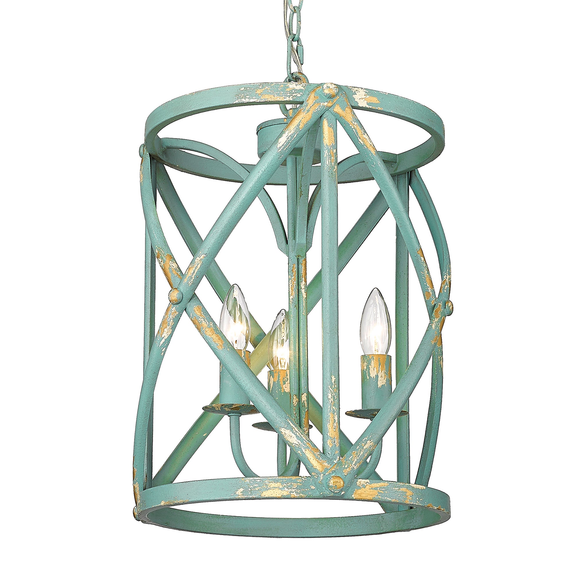 Golden Lighting Alcott 3-light Pendant in Antique Teal - - Golden Lighting