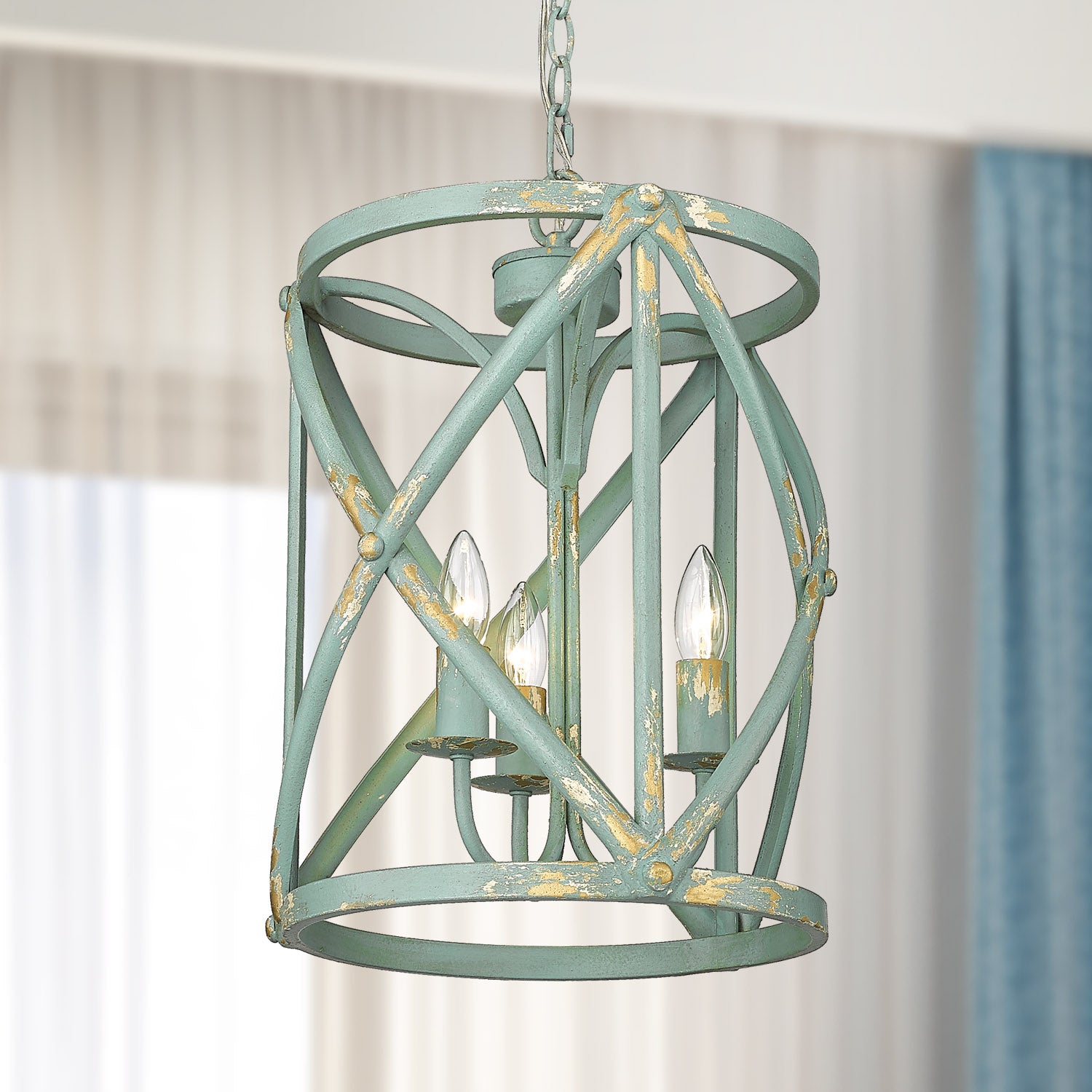 Golden Lighting Alcott 3-light Pendant in Antique Teal - - Golden Lighting