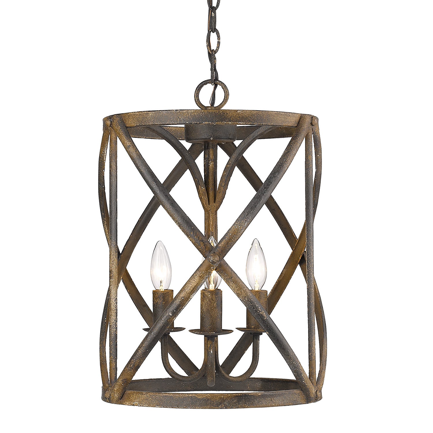 Alcott 3-Light Pendant in Antique Black Iron - - Golden Lighting