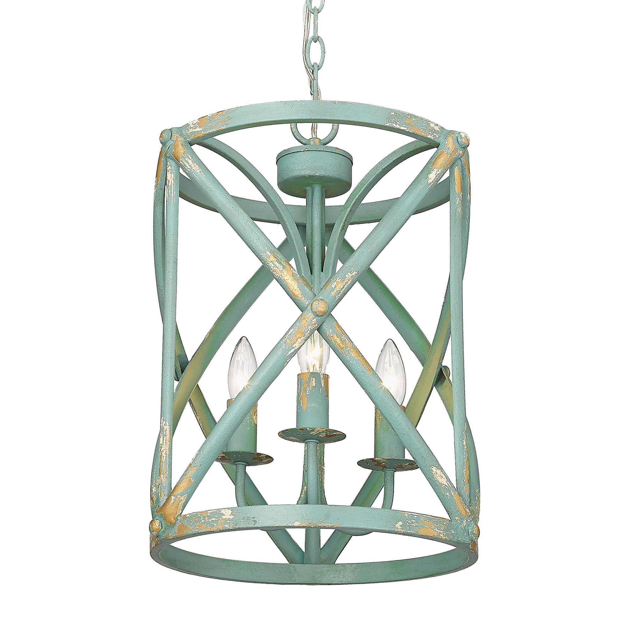 Golden Lighting Alcott 3-light Pendant in Antique Teal
