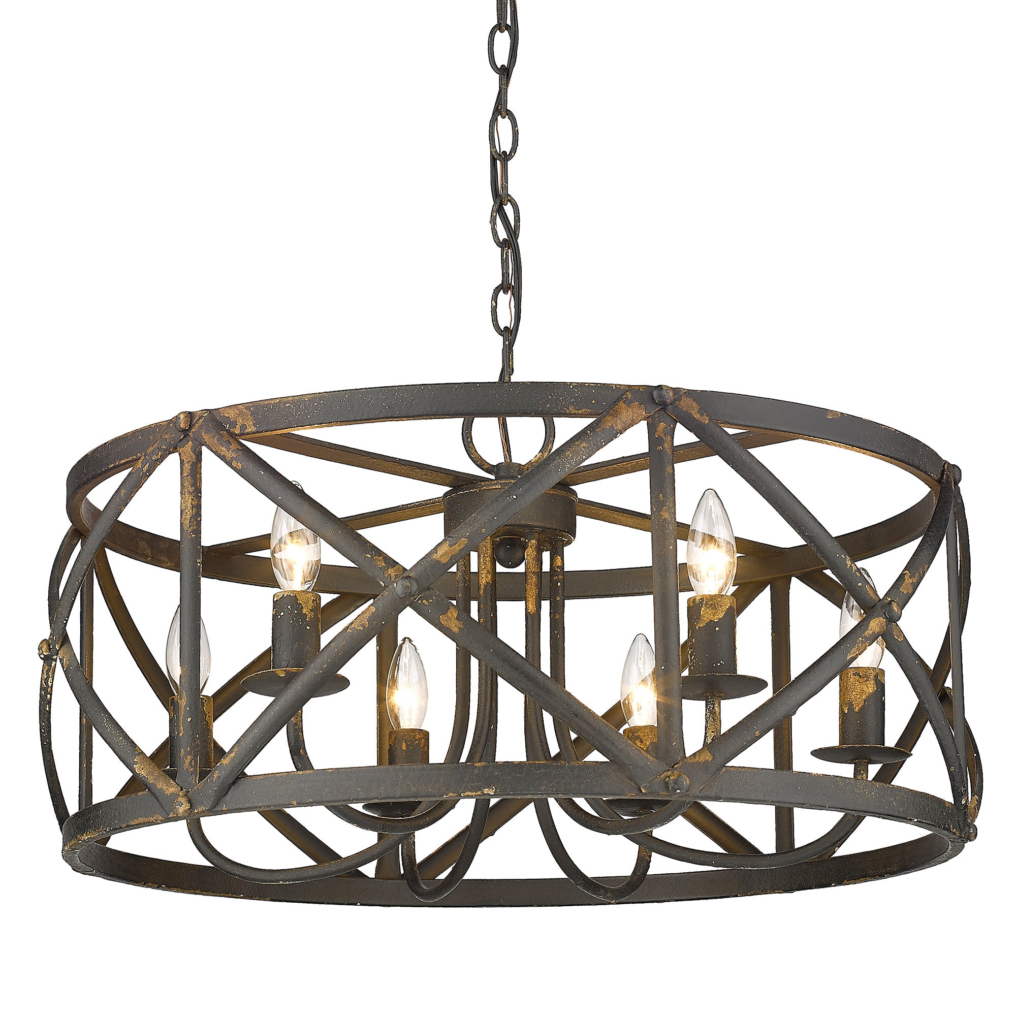 Golden Lighting Alcott 6-light Chandelier in Antique Black Iron - - Golden Lighting