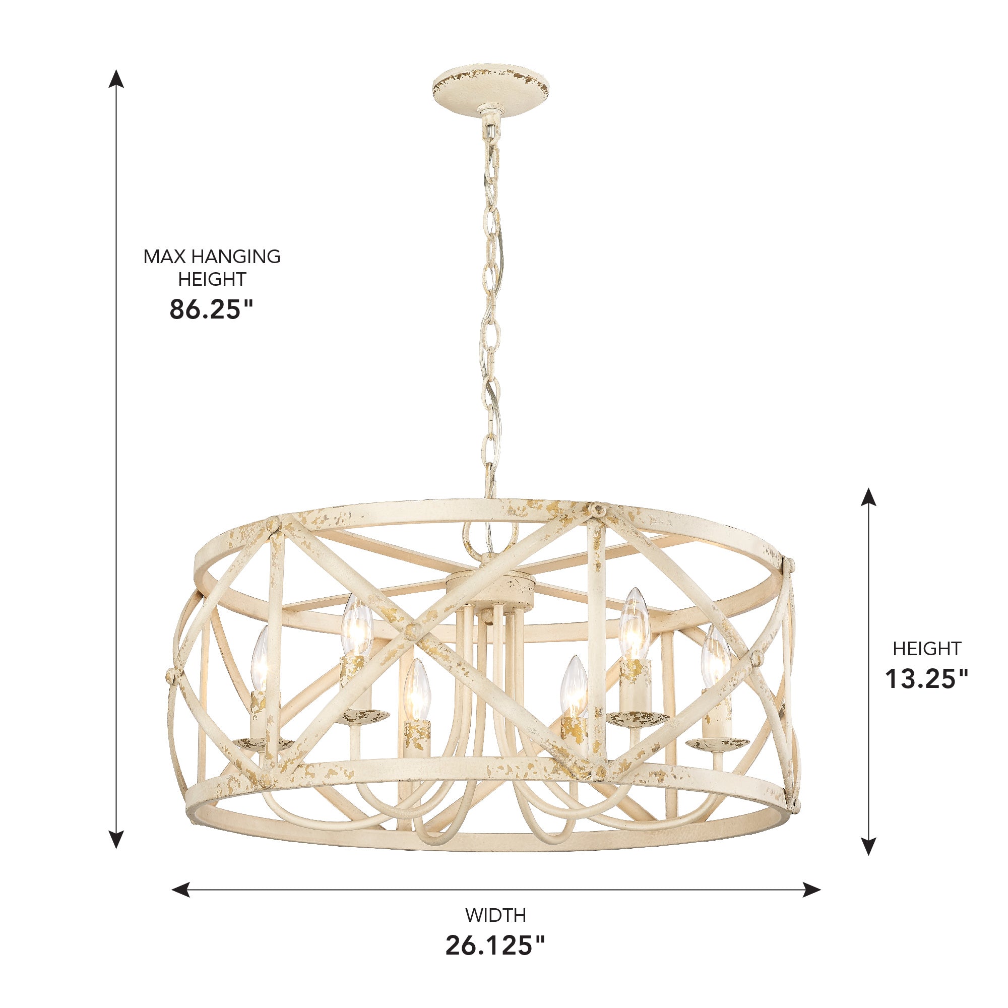 Golden Lighting Alcott 6-light Chandelier in Antique Ivory - - Golden Lighting