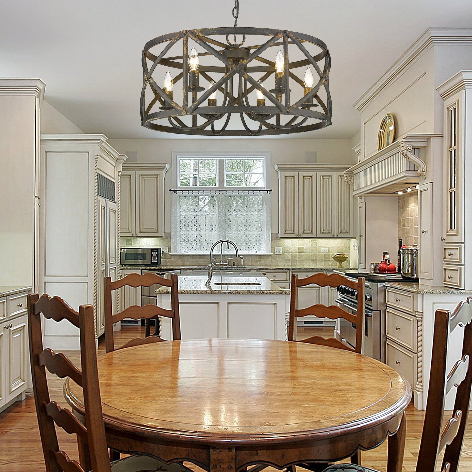Alcott 6 Light Chandelier in Antique Black Iron - Default Title - Golden Lighting