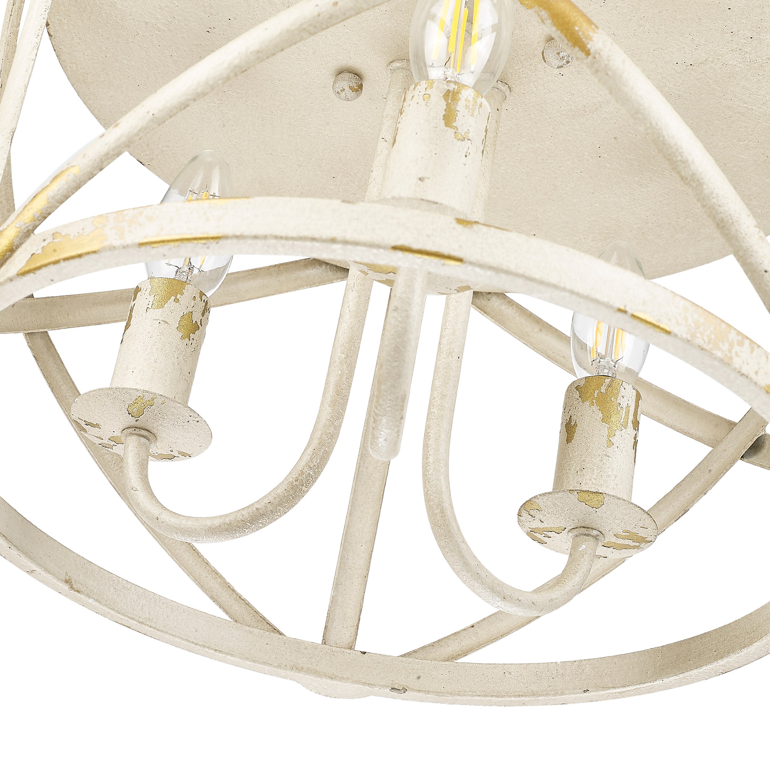 Golden Lighting Alcott 3-light Flush Mount in Antique Ivory - - Golden Lighting