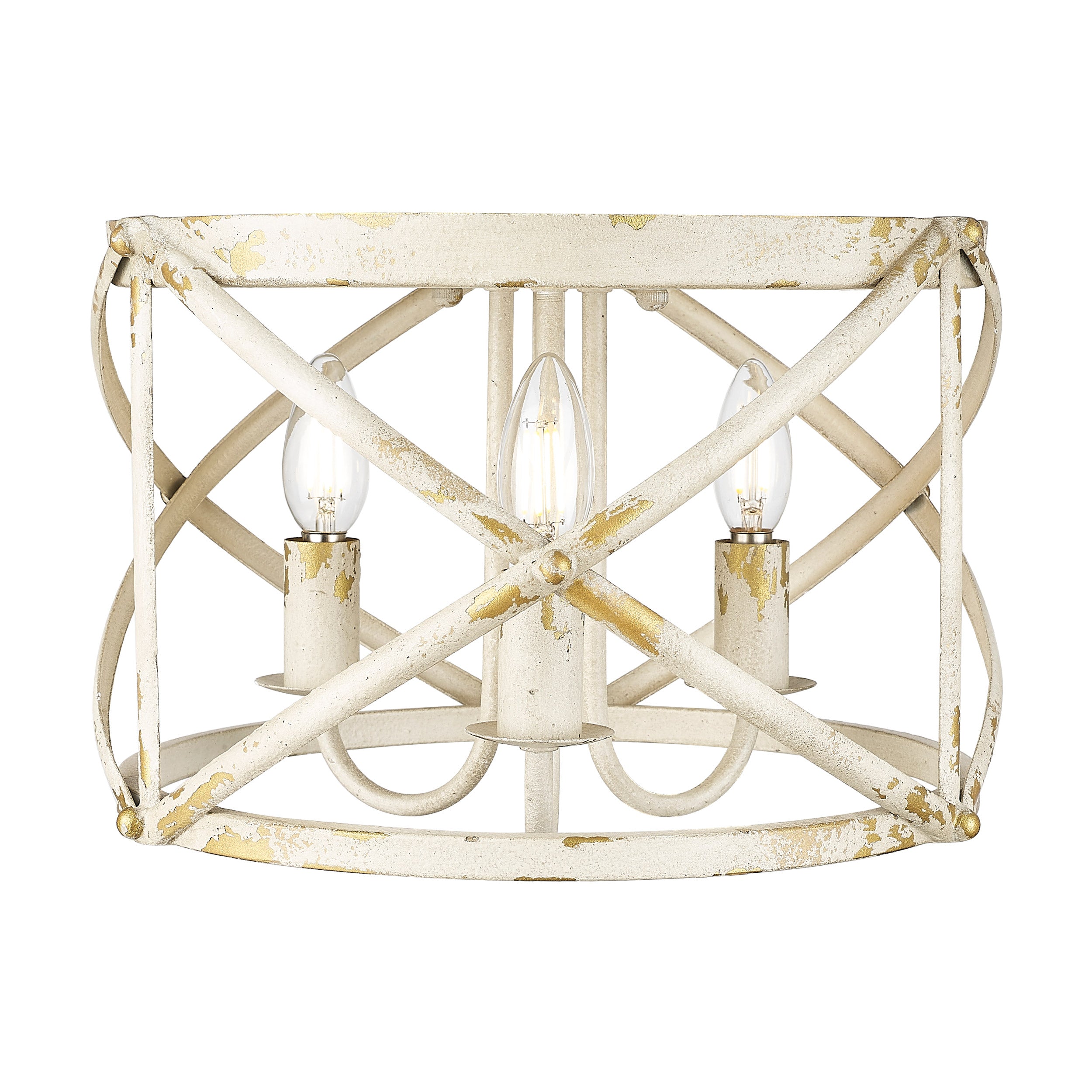 Alcott 2 Light Flush Mount in Antique Ivory with No Shade - Default Title - Golden Lighting
