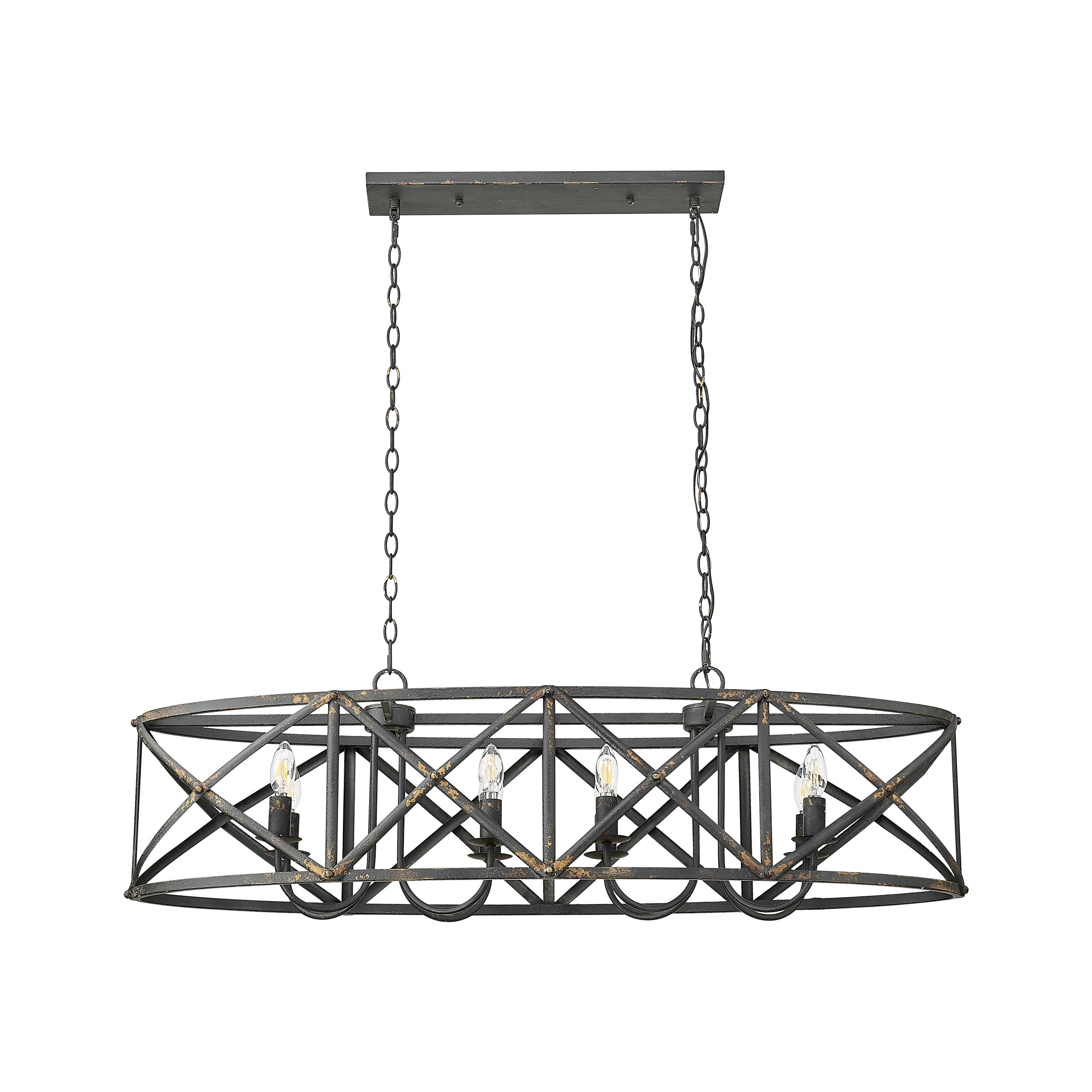 Golden Lighting Alcott 8-light Island Light in Antique Black Iron - - Golden Lighting