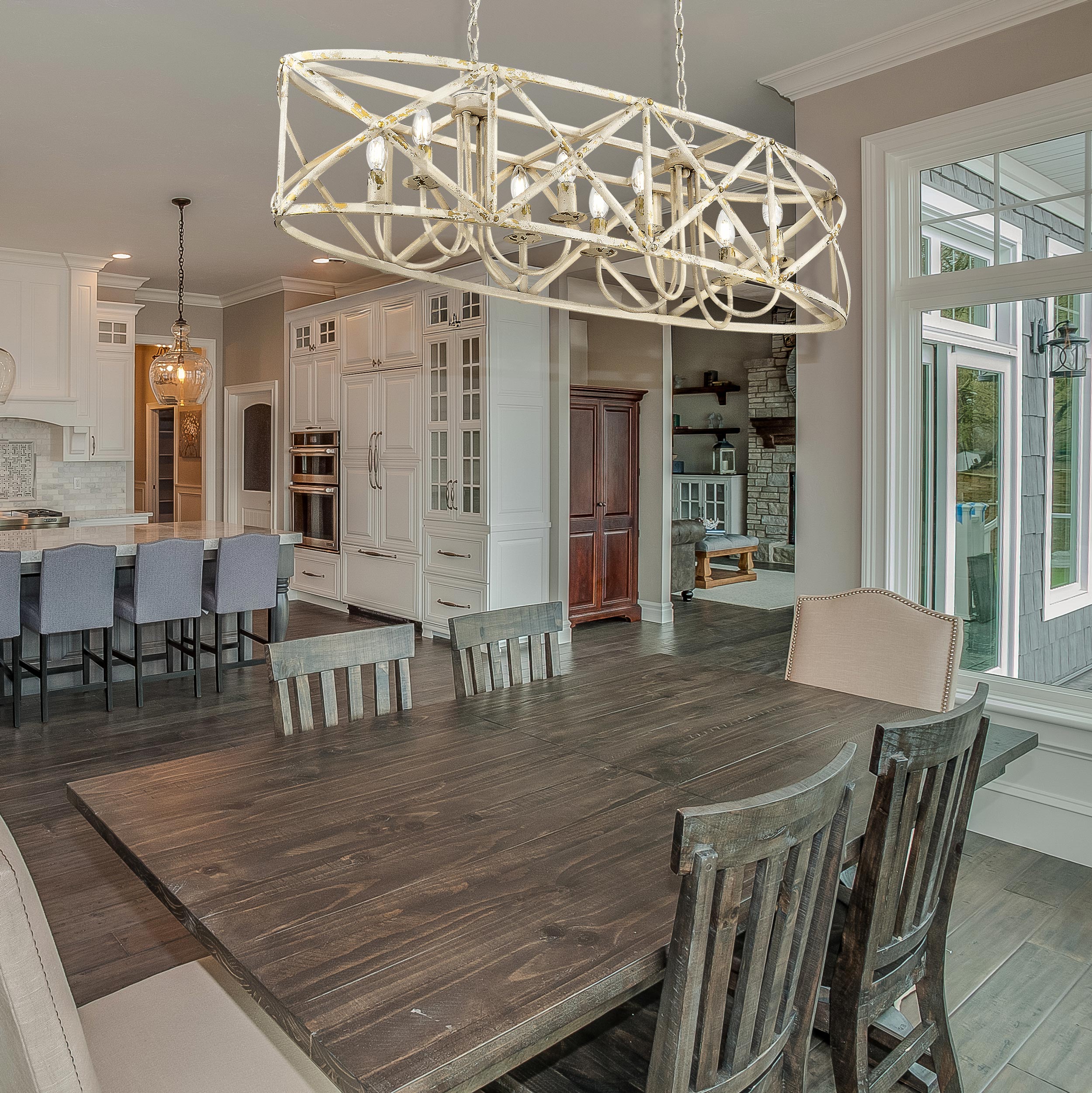 Golden Lighting Alcott 8-light Island Light in Antique Ivory